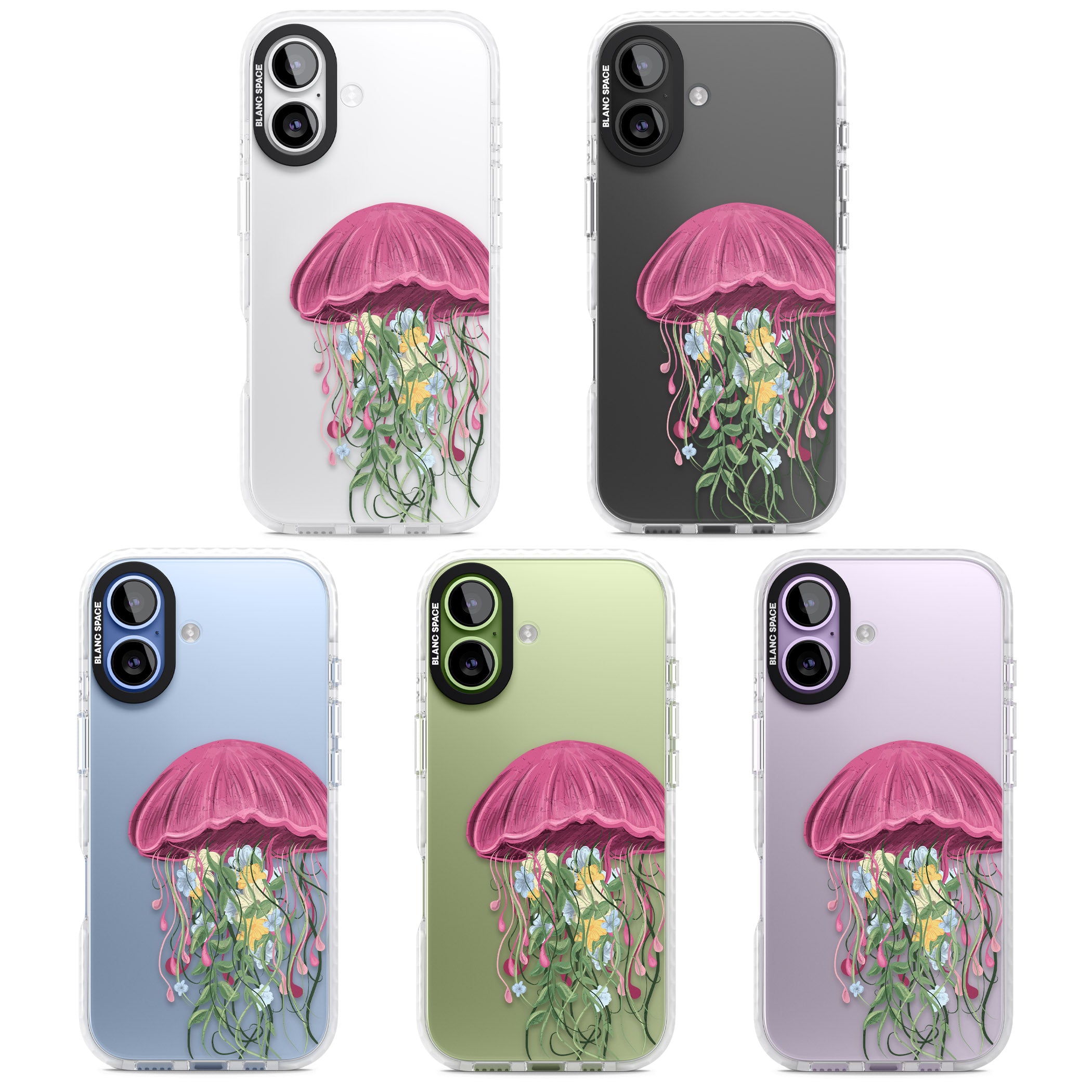 Botanical Jellyfish iPhone 17 Impact Clear Phone Case APT Impact Protection