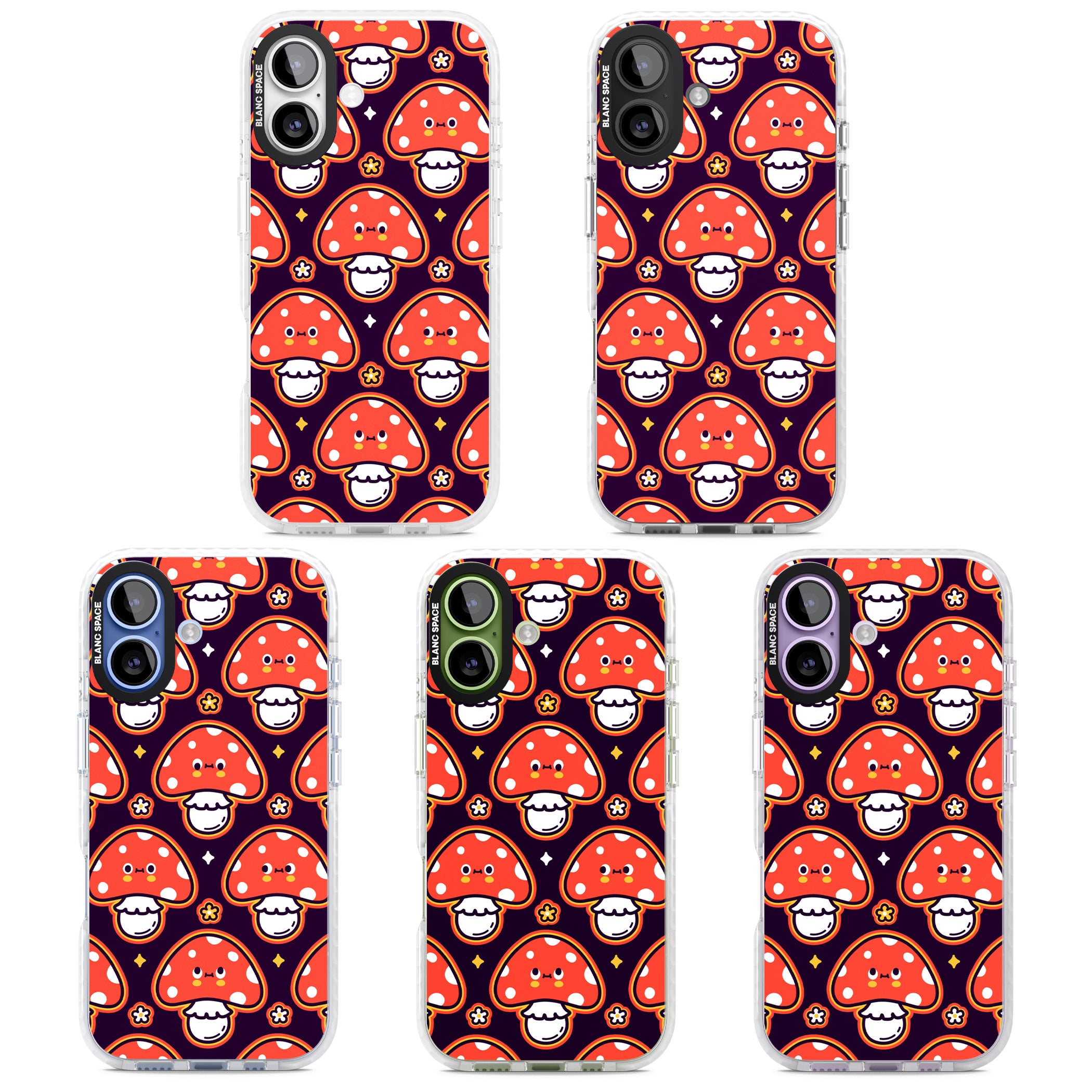 Mushroom Kawaii Pattern iPhone 17 Impact Clear Phone Case APT Impact Protection