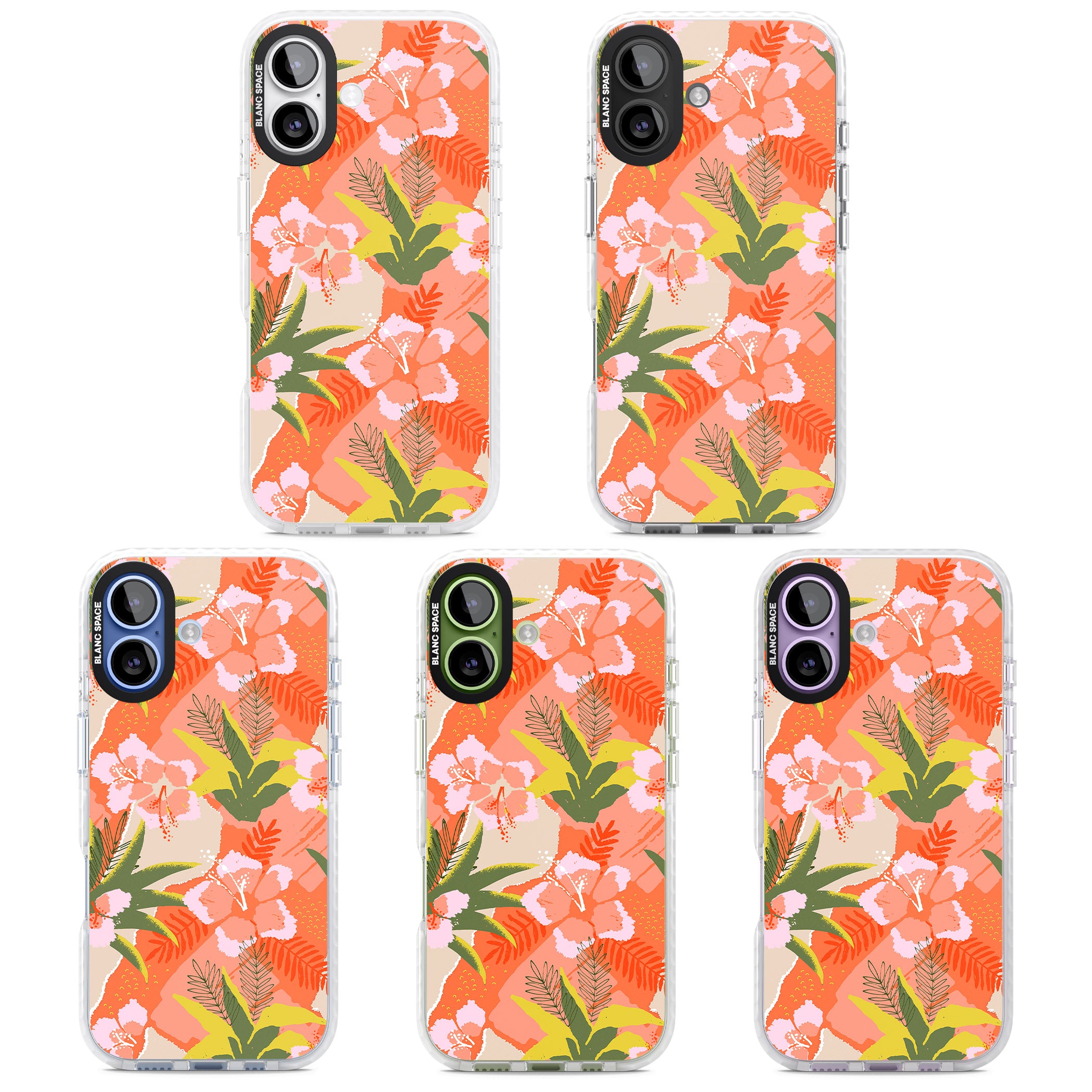 Hawaiian Flowers Abstract Pattern iPhone 17 Impact Pro Clear Phone Case APT Impact Protection