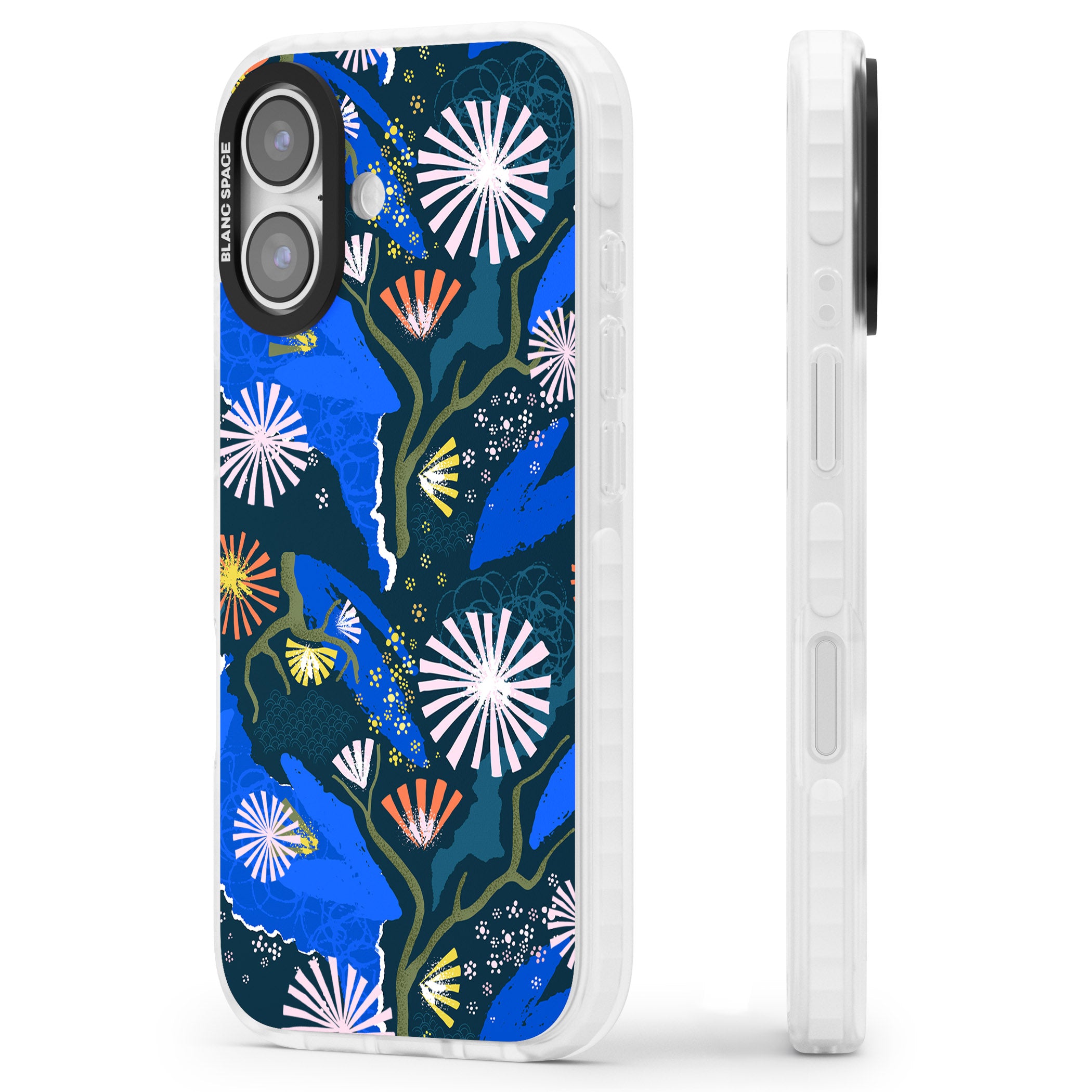 Dark Botanicals Abstract Pattern iPhone 17 Impact Pro Clear Phone Case Side Profile