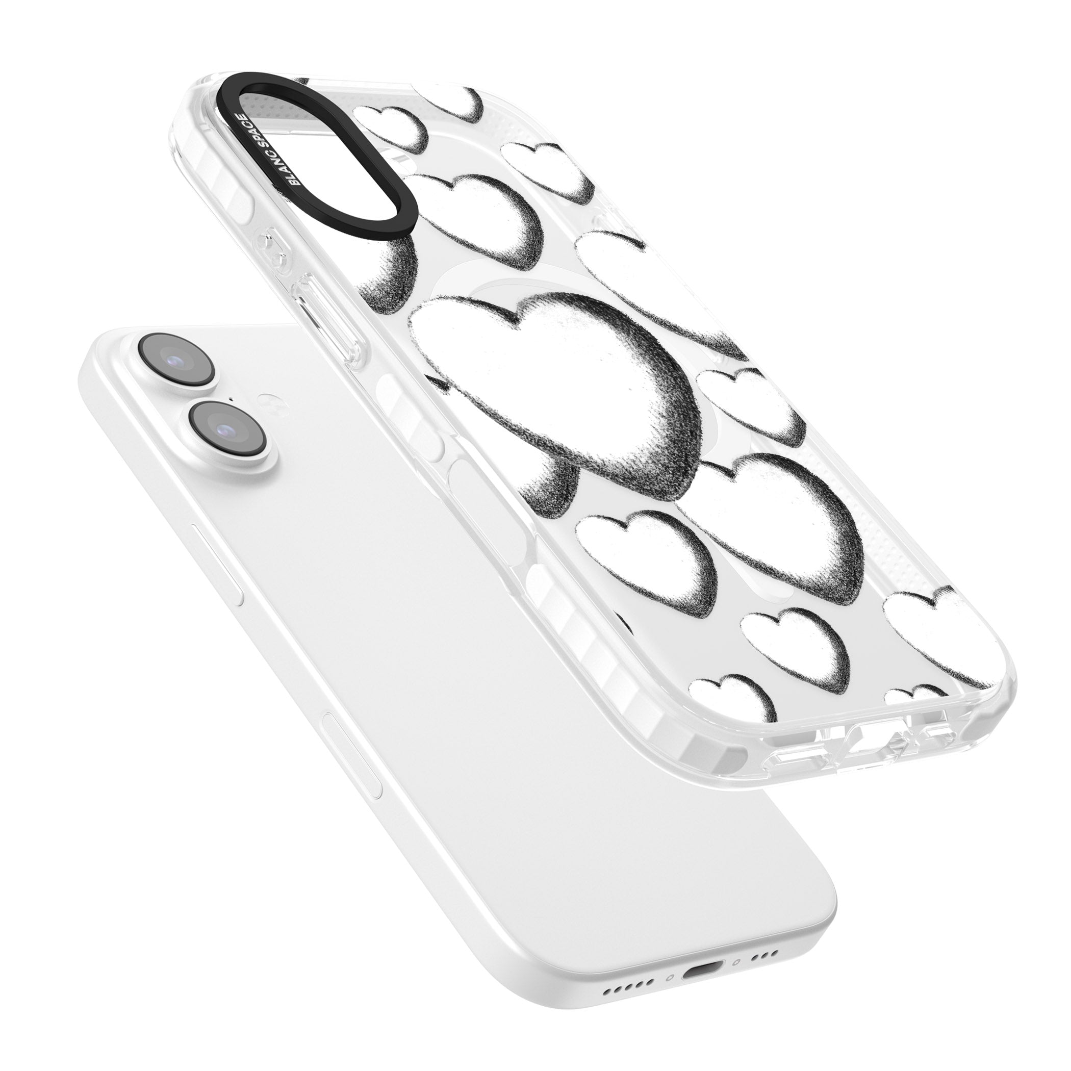 Hand Drawn Hearts iPhone 17 Impact Pro Clear Phone Case Colours