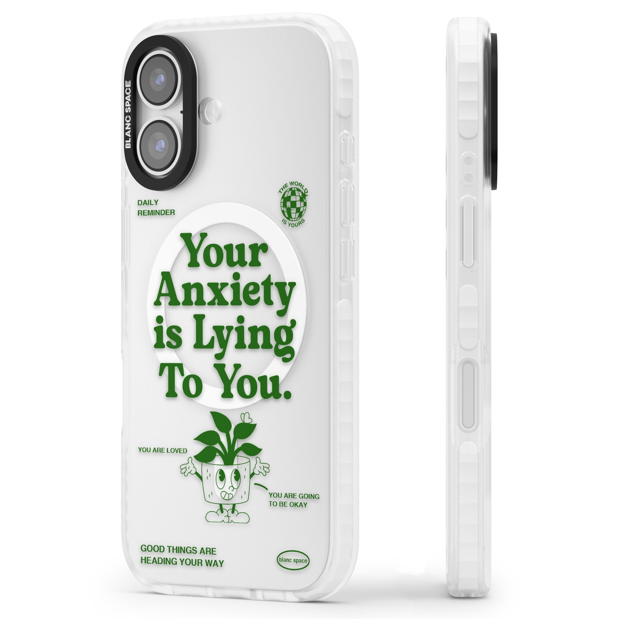 Your Anxiety Is Lying To You iPhone 17 Impact Pro Clear Phone Case Side Profile