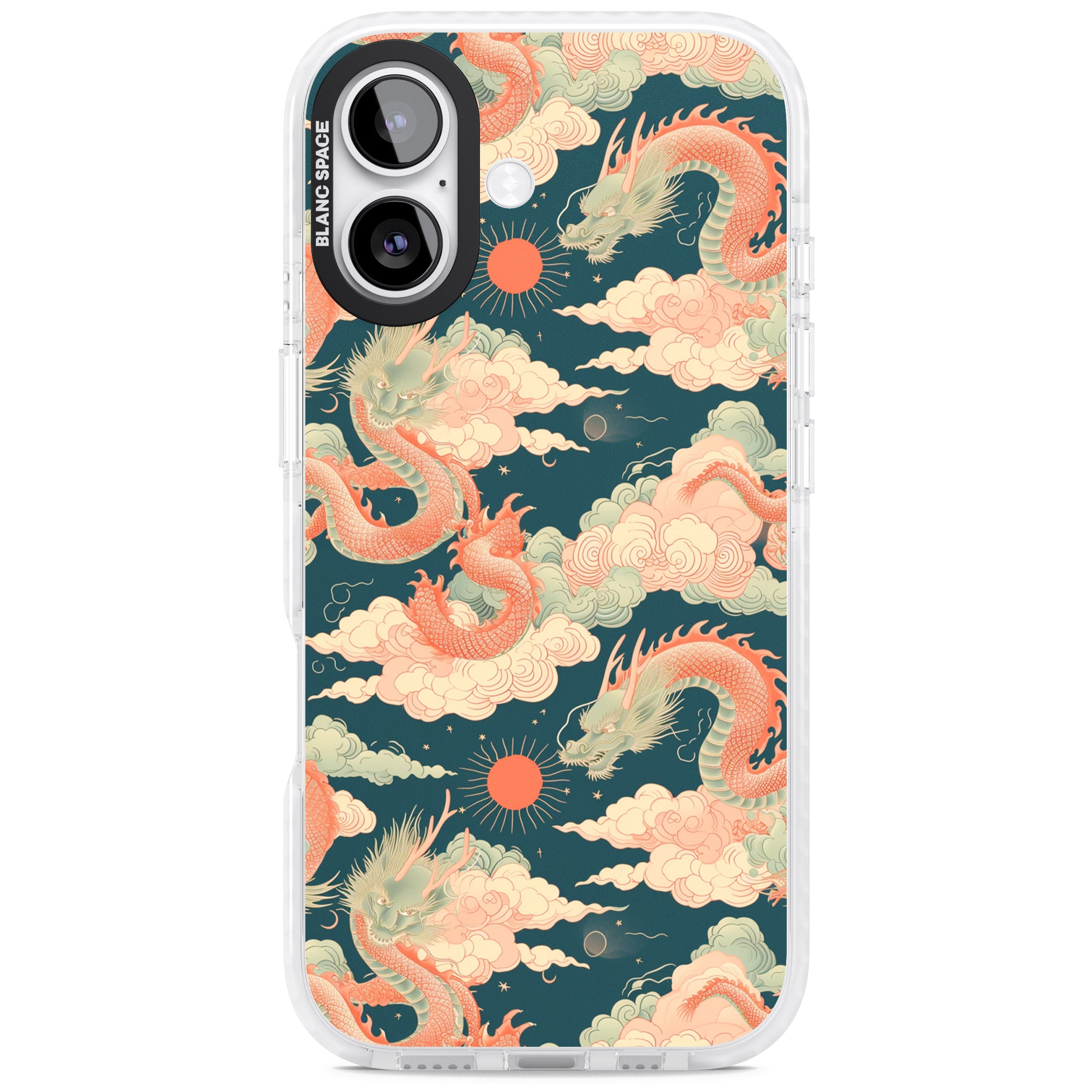 Chinese Dragons Clouds iPhone 17 Impact Pro Clear Phone Case
