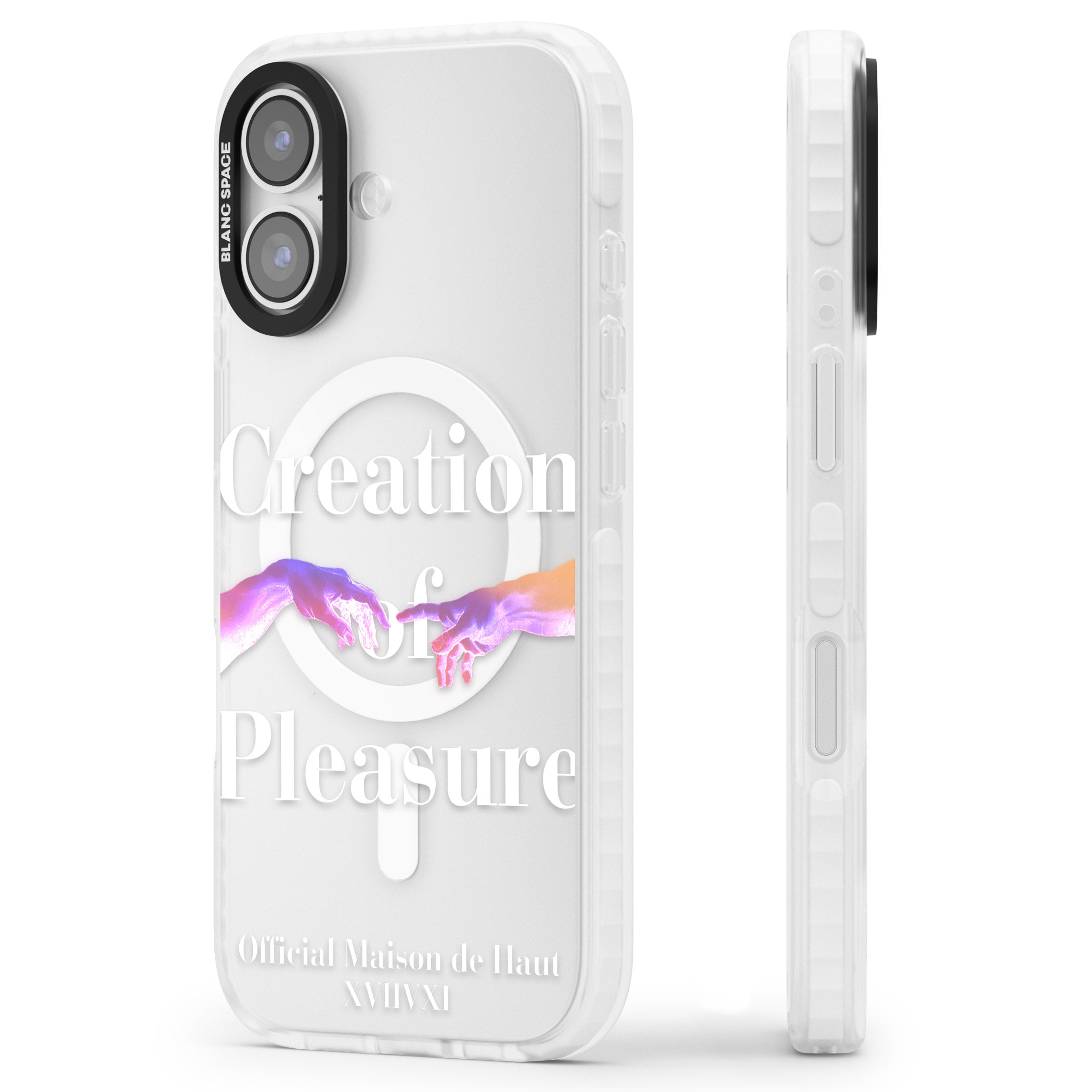 Creation Of Pleasure iPhone 17 Impact Pro Clear Phone Case Side Profile