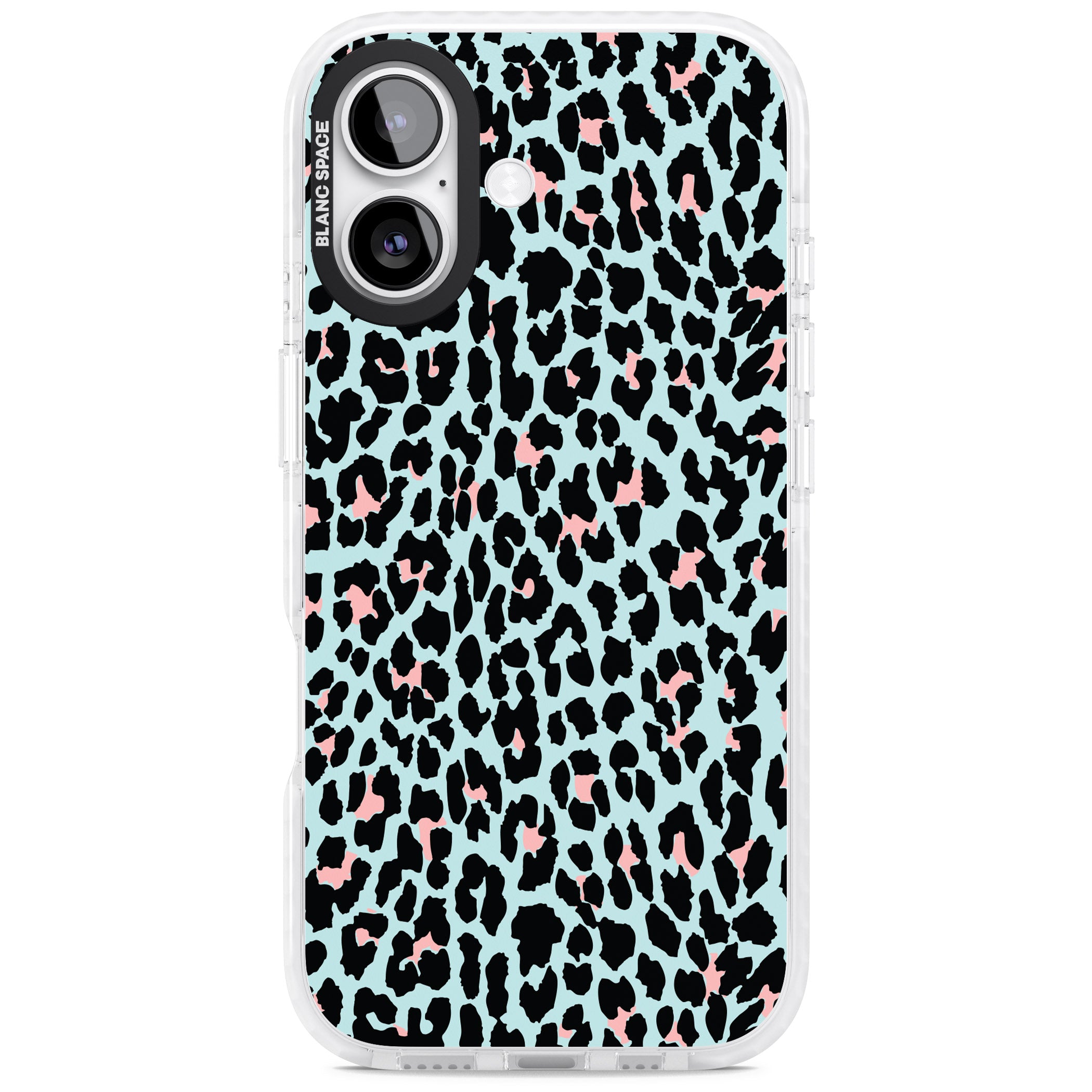 Pastel Blue & Pink Leopard Print iPhone 17 Impact Pro Clear Phone Case
