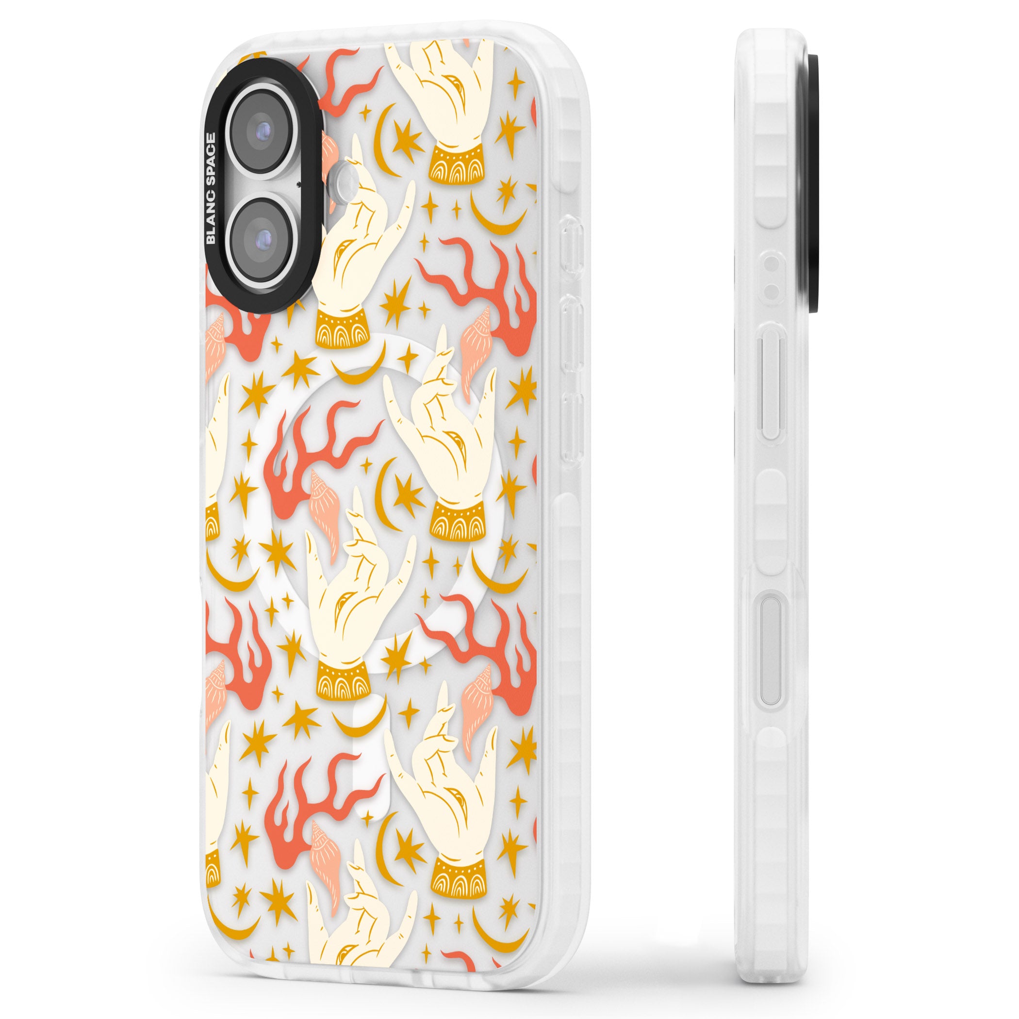 Hand Watcher Pattern iPhone 17 Impact Pro Clear Phone Case Side Profile