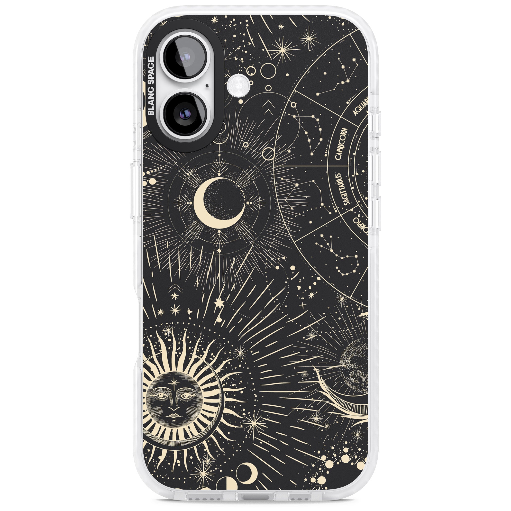 Cosmic Sun & Symbols Zodiac iPhone 17 Impact Pro Clear Phone Case