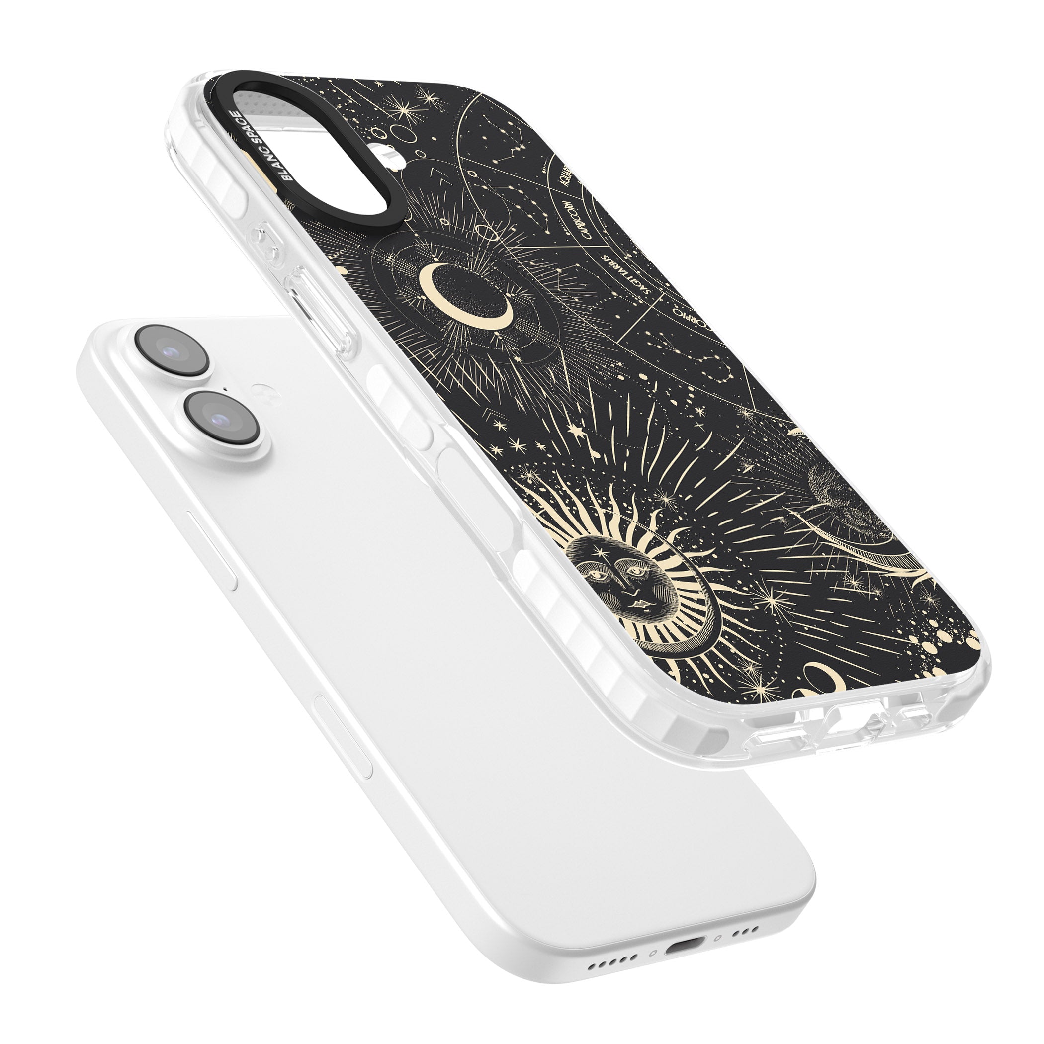 Cosmic Sun & Symbols Zodiac iPhone 17 Impact Pro Clear Phone Case Colours