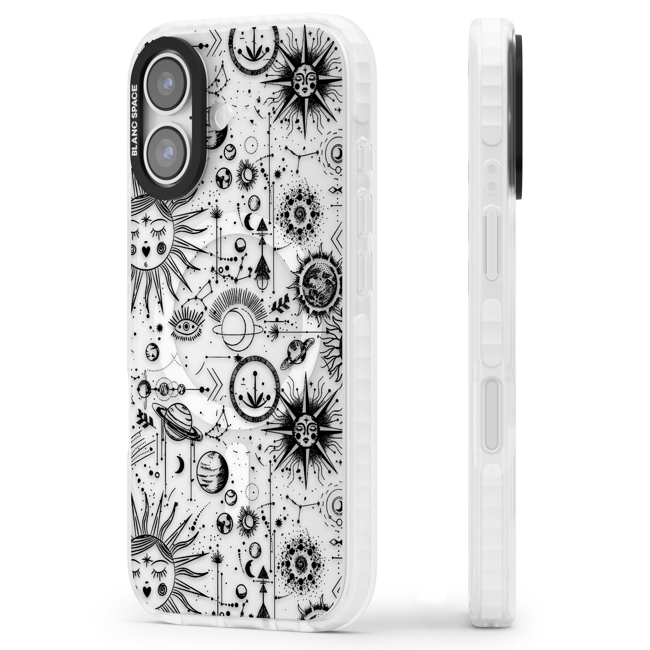 Cosmic Zodiac iPhone 17 Impact Pro Clear Phone Case Side Profile