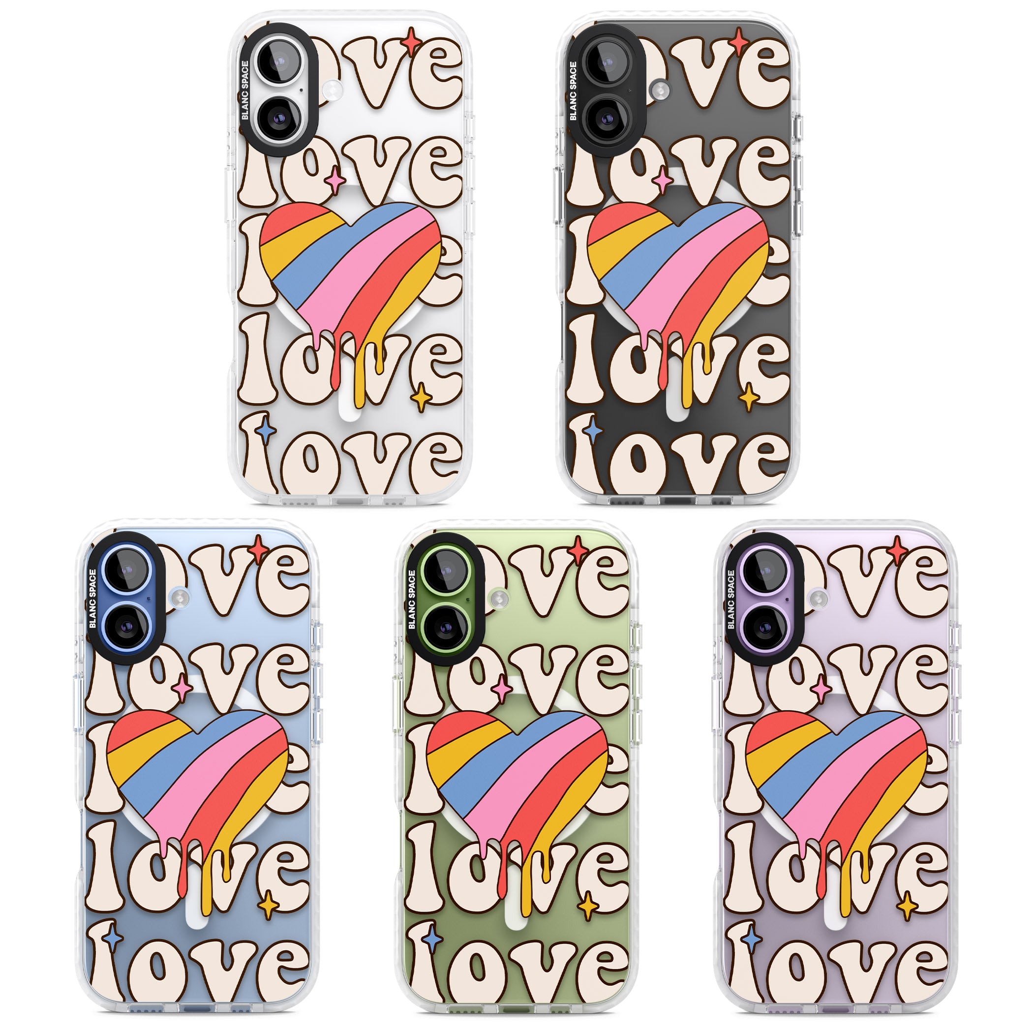 Groovy Love iPhone 17 Impact Pro Clear Phone Case APT Impact Protection