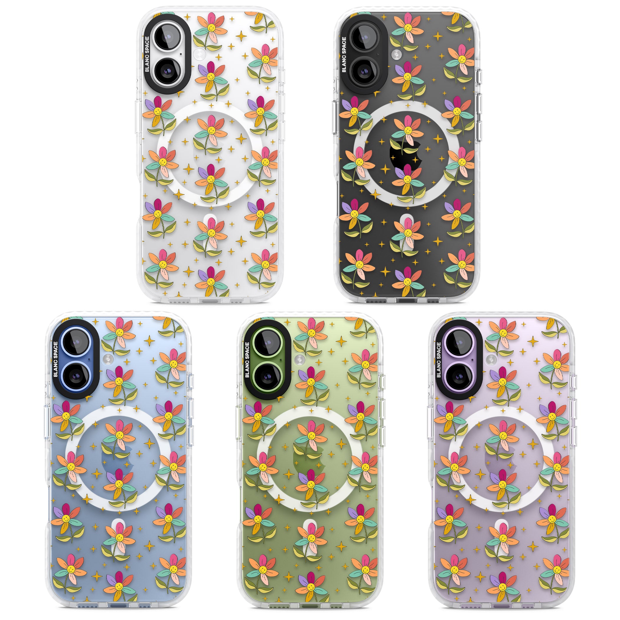Boho Celestial Happy Flower iPhone 17 Impact Pro Clear Phone Case APT Impact Protection