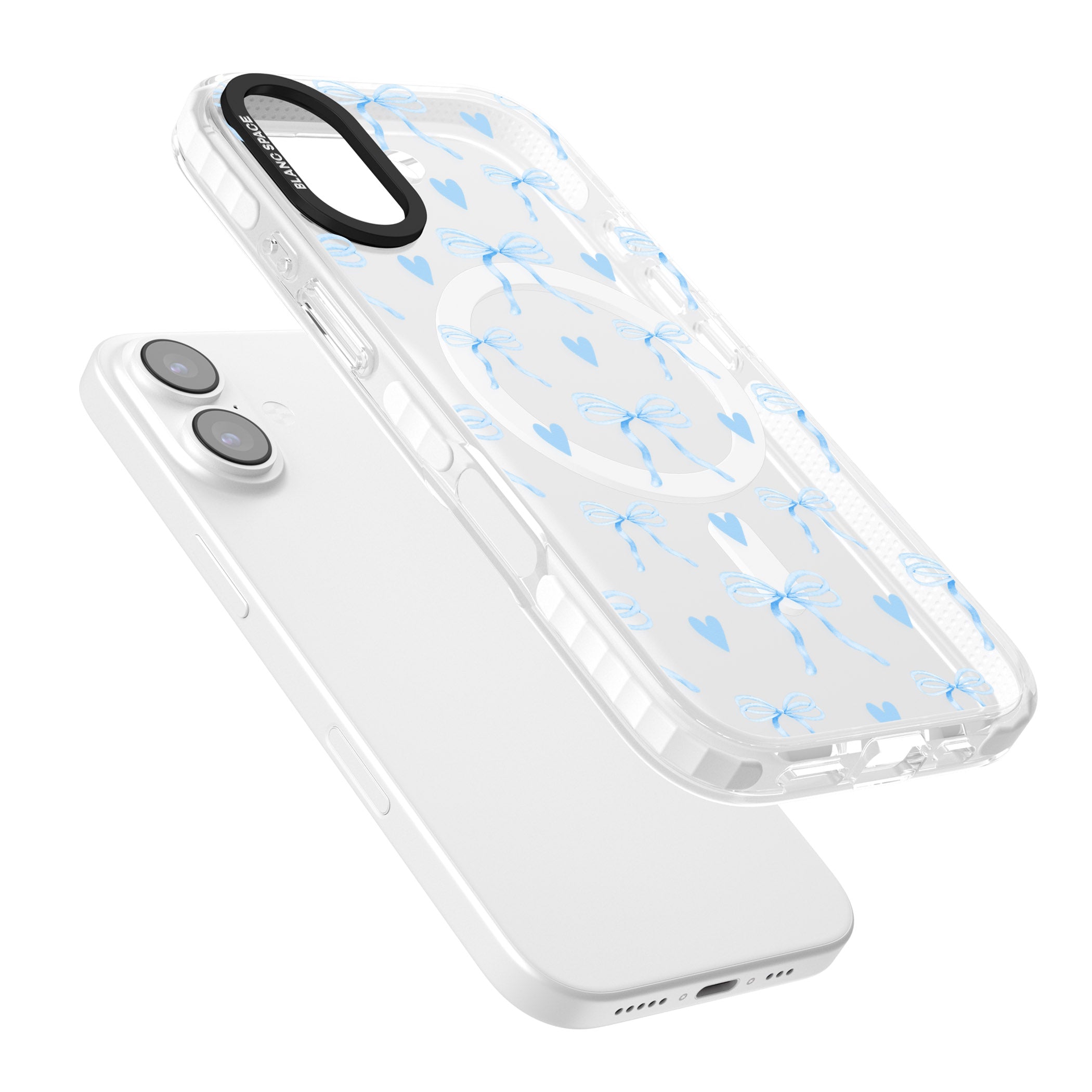 Blue Bows & Hearts iPhone 17 Impact Pro Clear Phone Case Colours