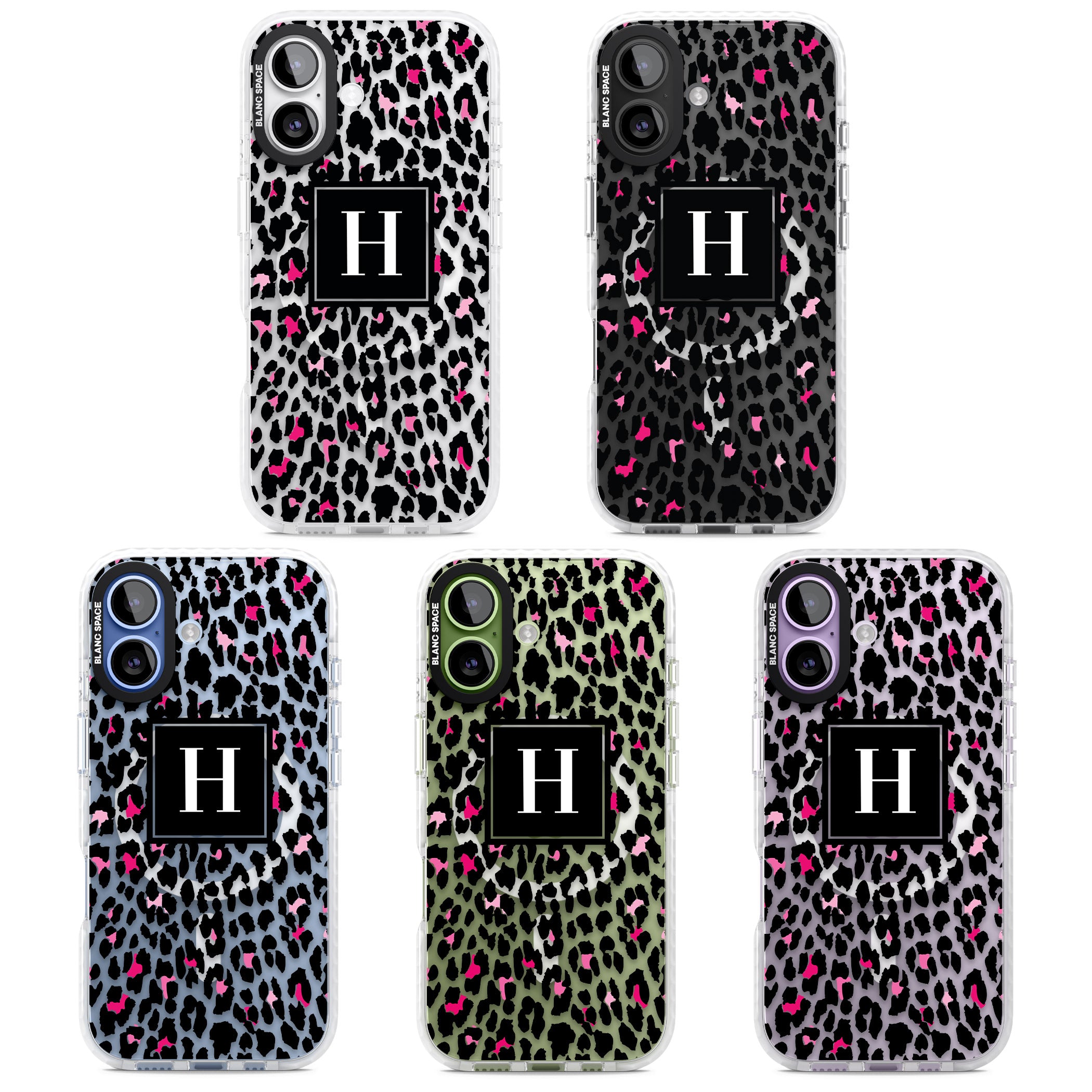 Personalised Clear Pink Leopard Monogram iPhone 17 Impact Pro Clear Phone Case APT Impact Protection