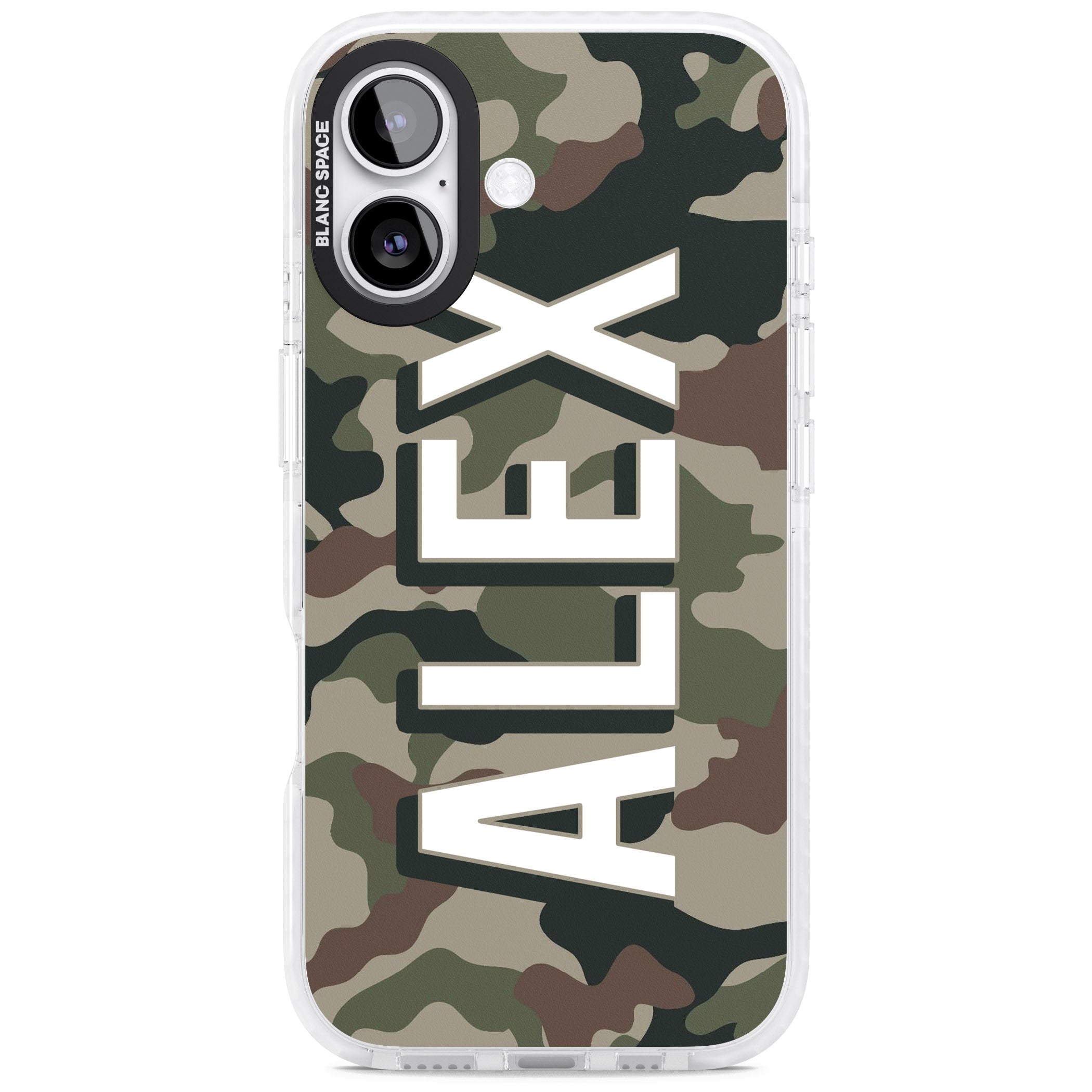 Personalised Classic Green Camo iPhone 17 Impact Pro Clear Phone Case