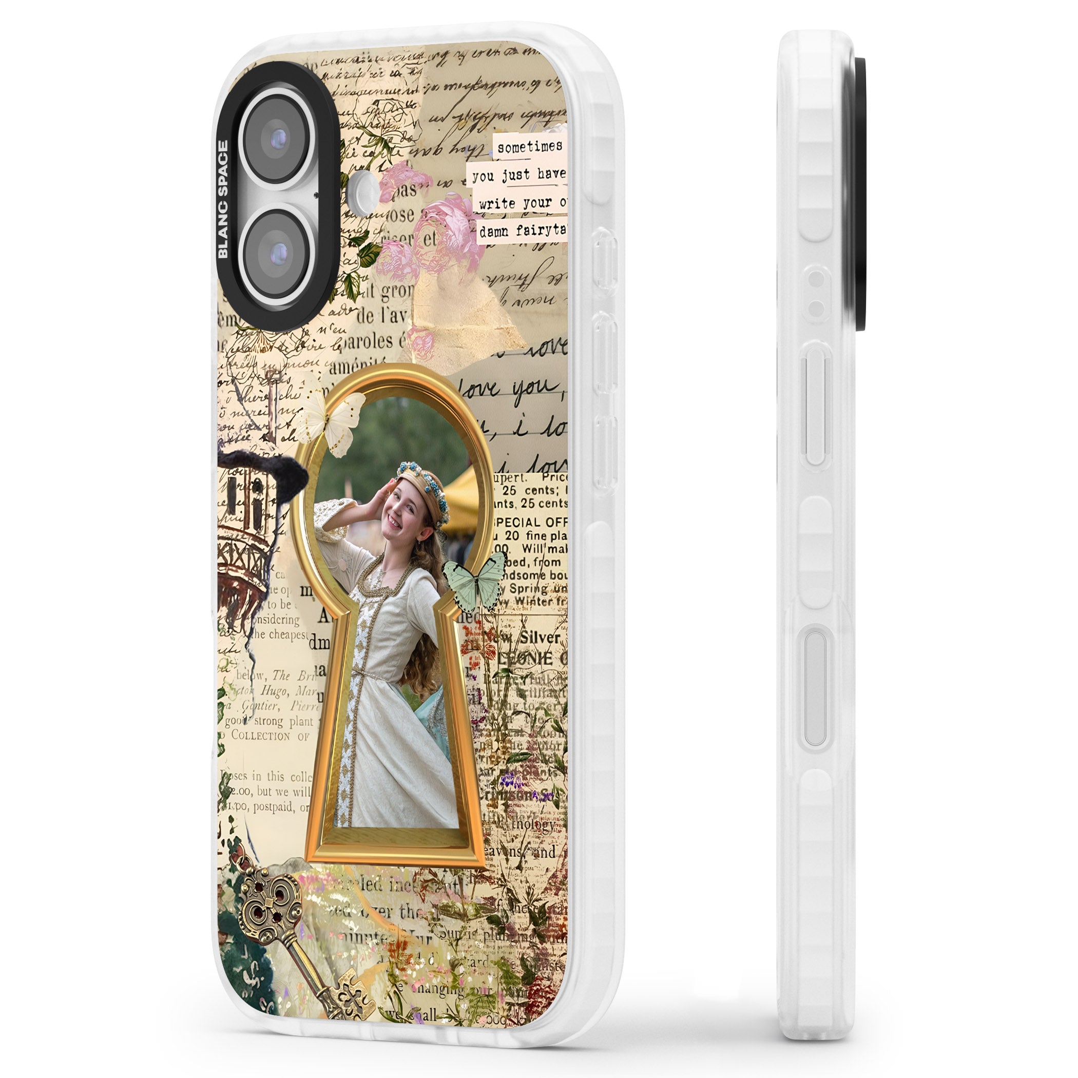 Personalised Bookpage Keyhole Frame iPhone 17 Impact Pro Clear Phone Case Side Profile