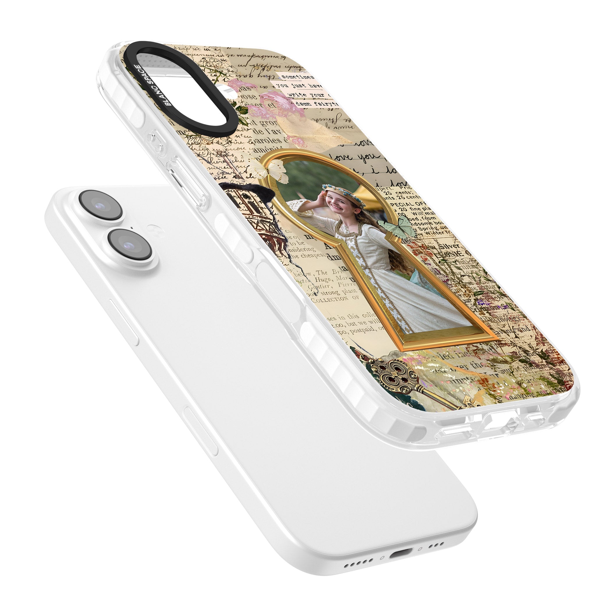 Personalised Bookpage Keyhole Frame iPhone 17 Impact Pro Clear Phone Case Colours