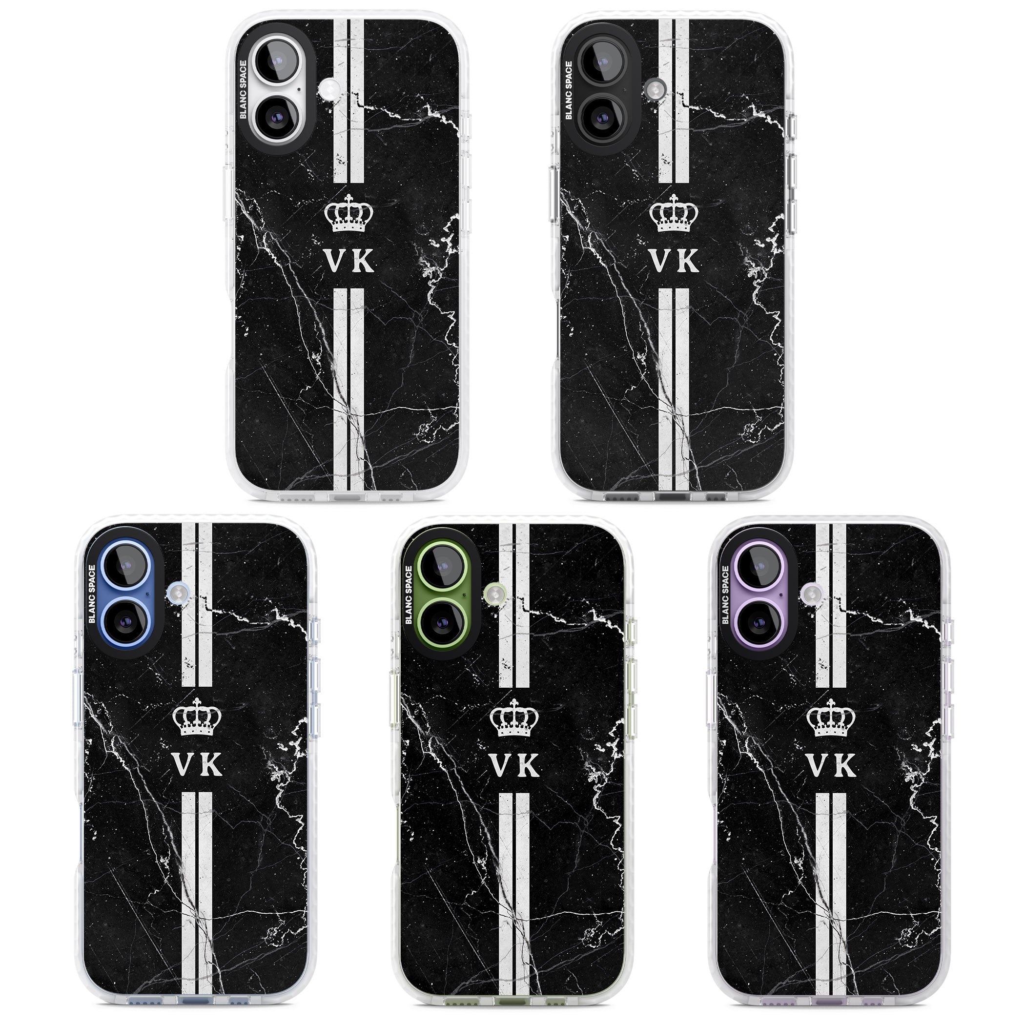 Personalised Black Marble Stripe Initials iPhone 17 Impact Pro Clear Phone Case APT Impact Protection