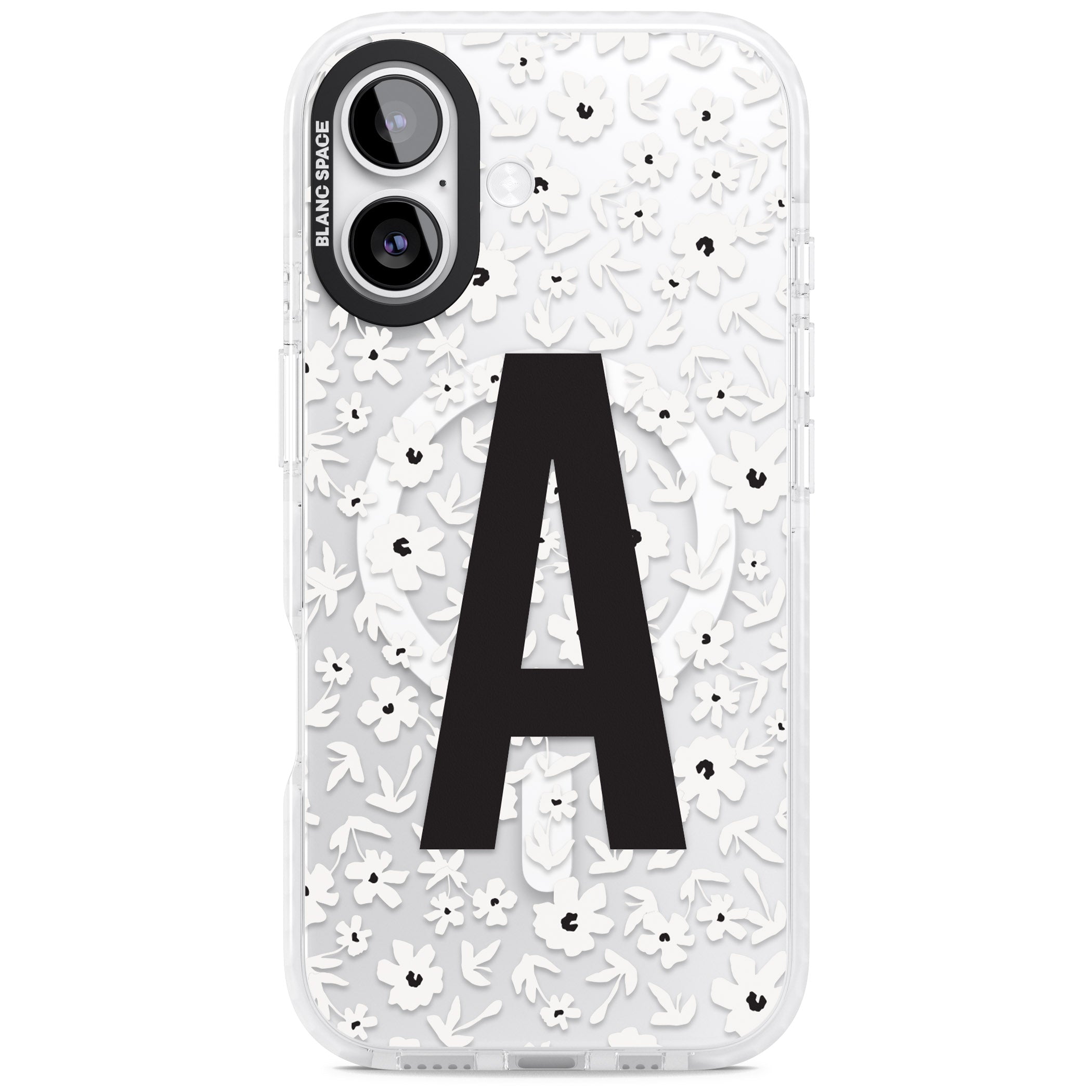 Personalised Bold Initial Floral iPhone 17 Impact Pro Clear Phone Case