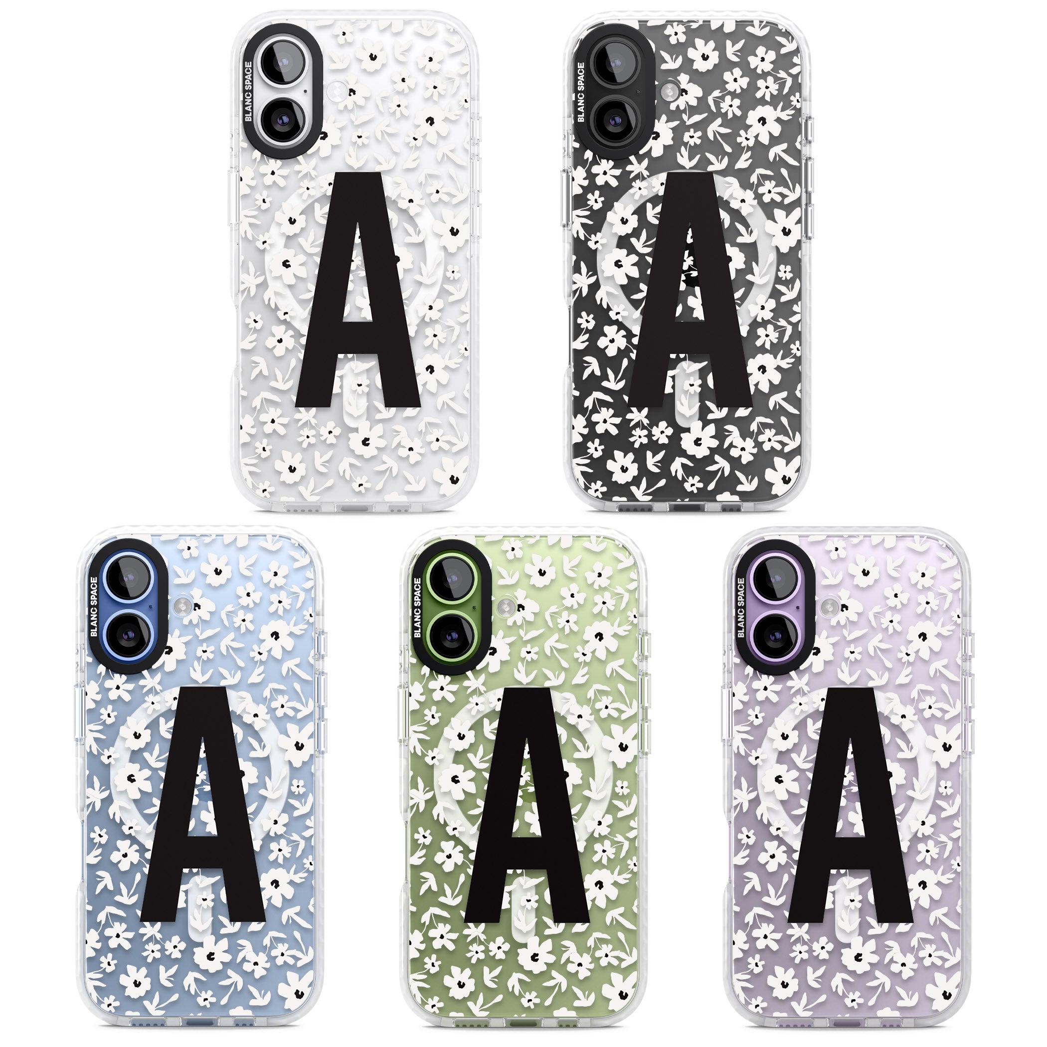 Personalised Bold Initial Floral iPhone 17 Impact Pro Clear Phone Case APT Impact Protection