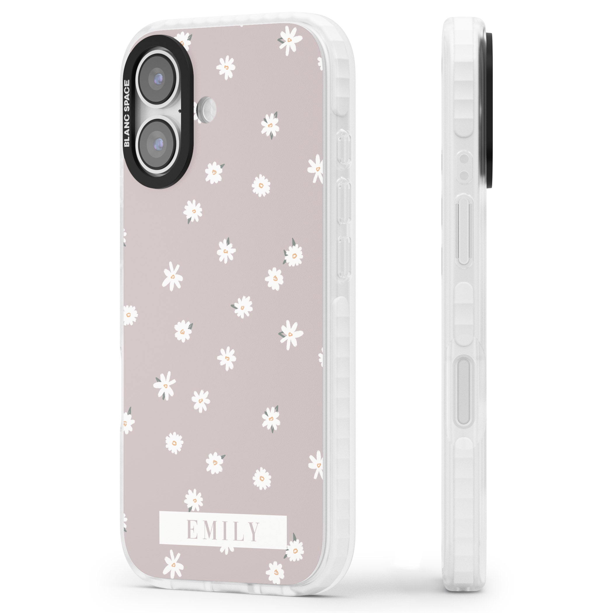 Personalised Dusty Daisy iPhone 17 Impact Pro Clear Phone Case Side Profile