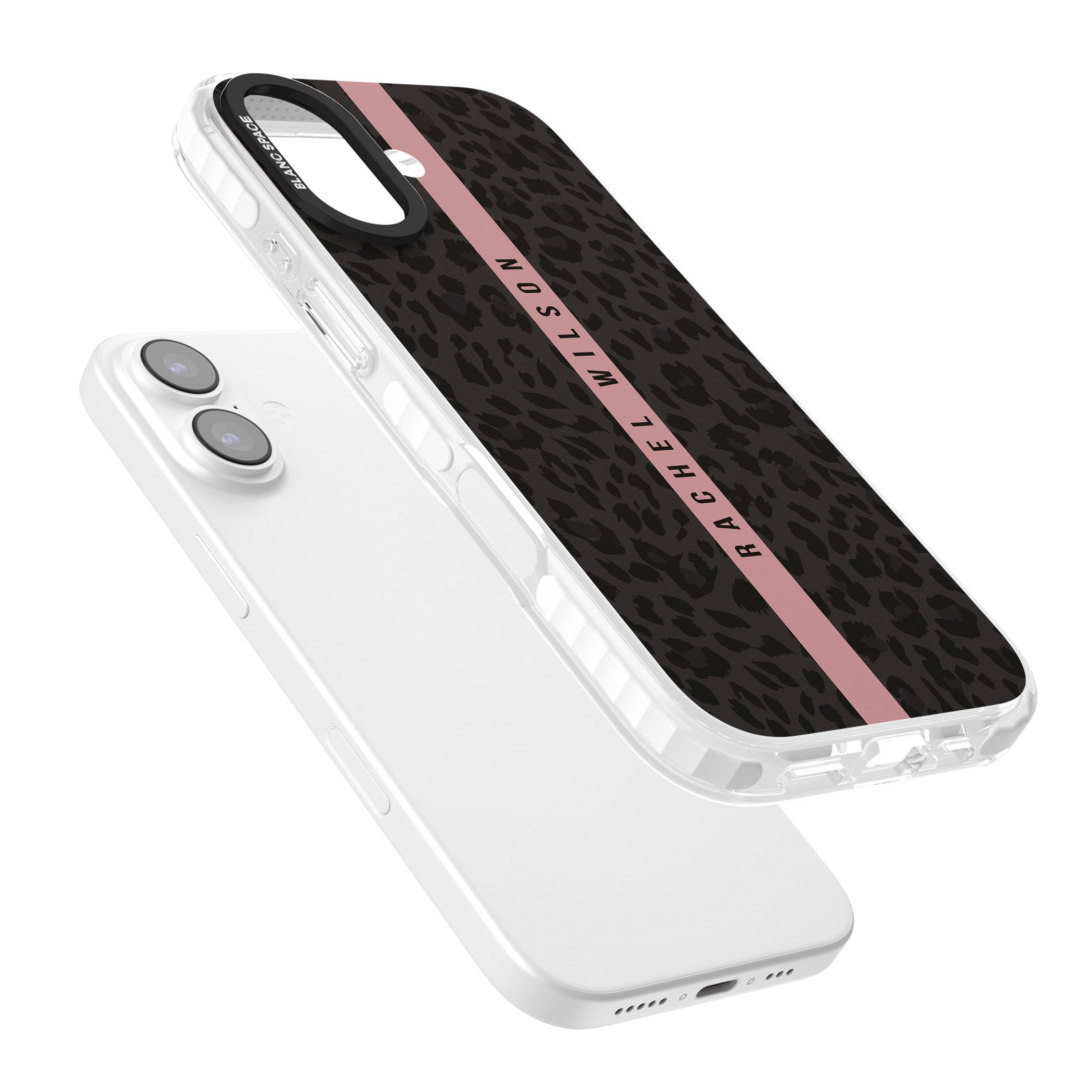 Personalised Pink Stripe Leopard iPhone 17 Impact Pro Clear Phone Case Colours