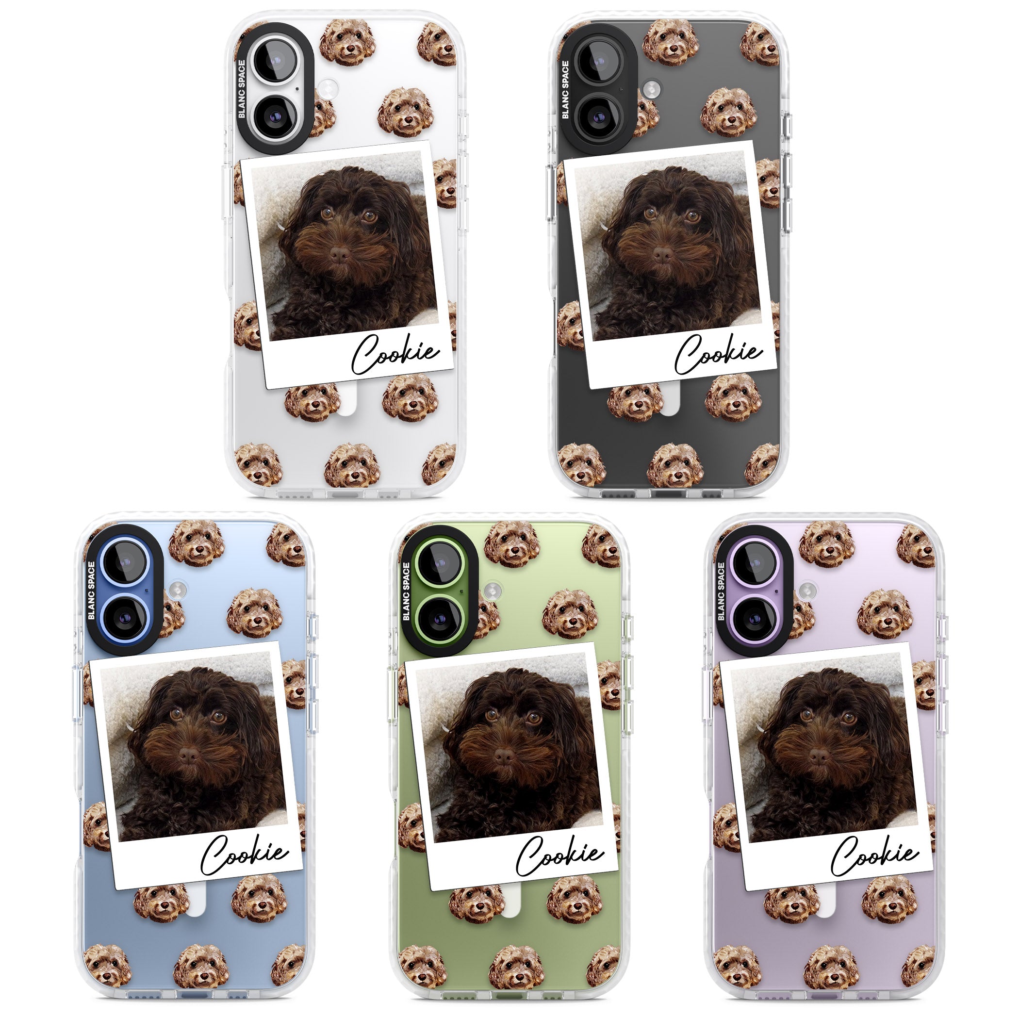 Personalised Brown Cockapoo Instant Camera Photo iPhone 17 Impact Pro Clear Phone Case APT Impact Protection