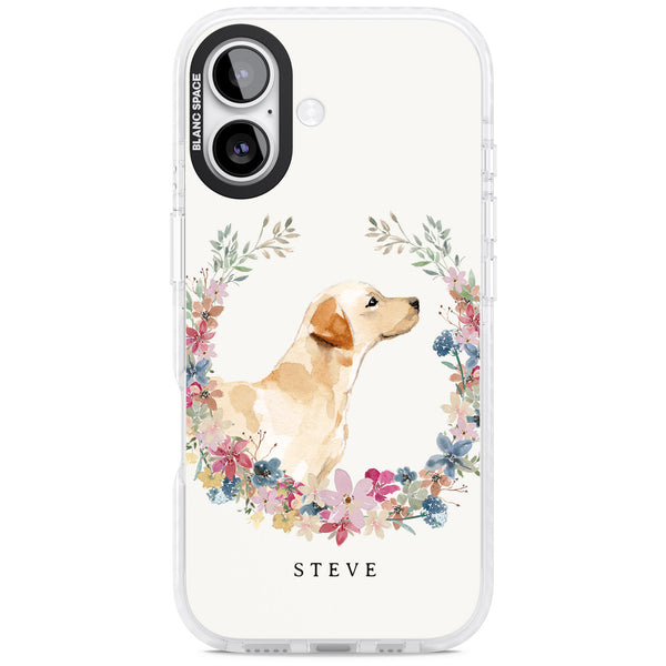 Personalised Yellow Labrador Floral Portrait