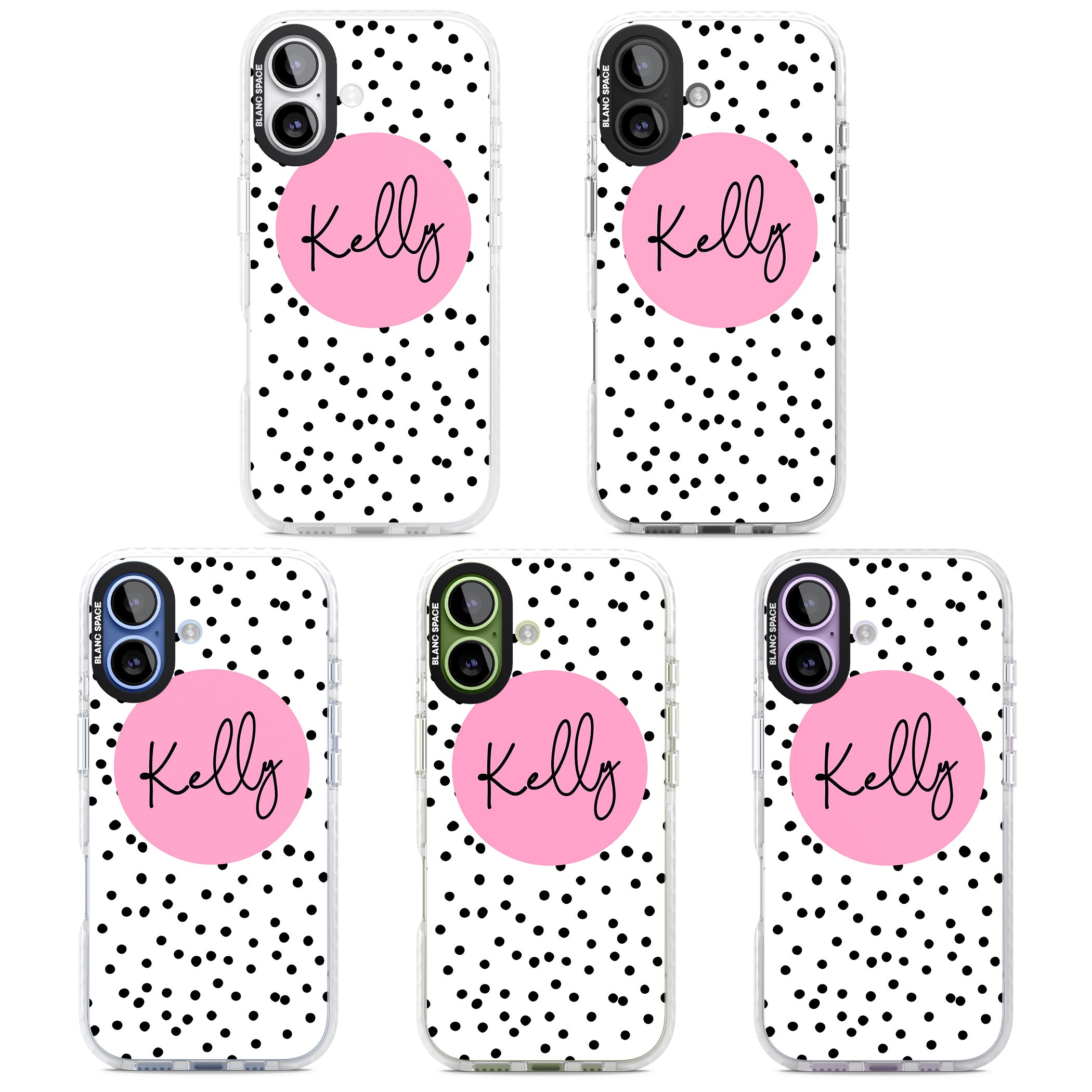 Personalised Pink Circle & Dots iPhone 17 Impact Pro Clear Phone Case APT Impact Protection