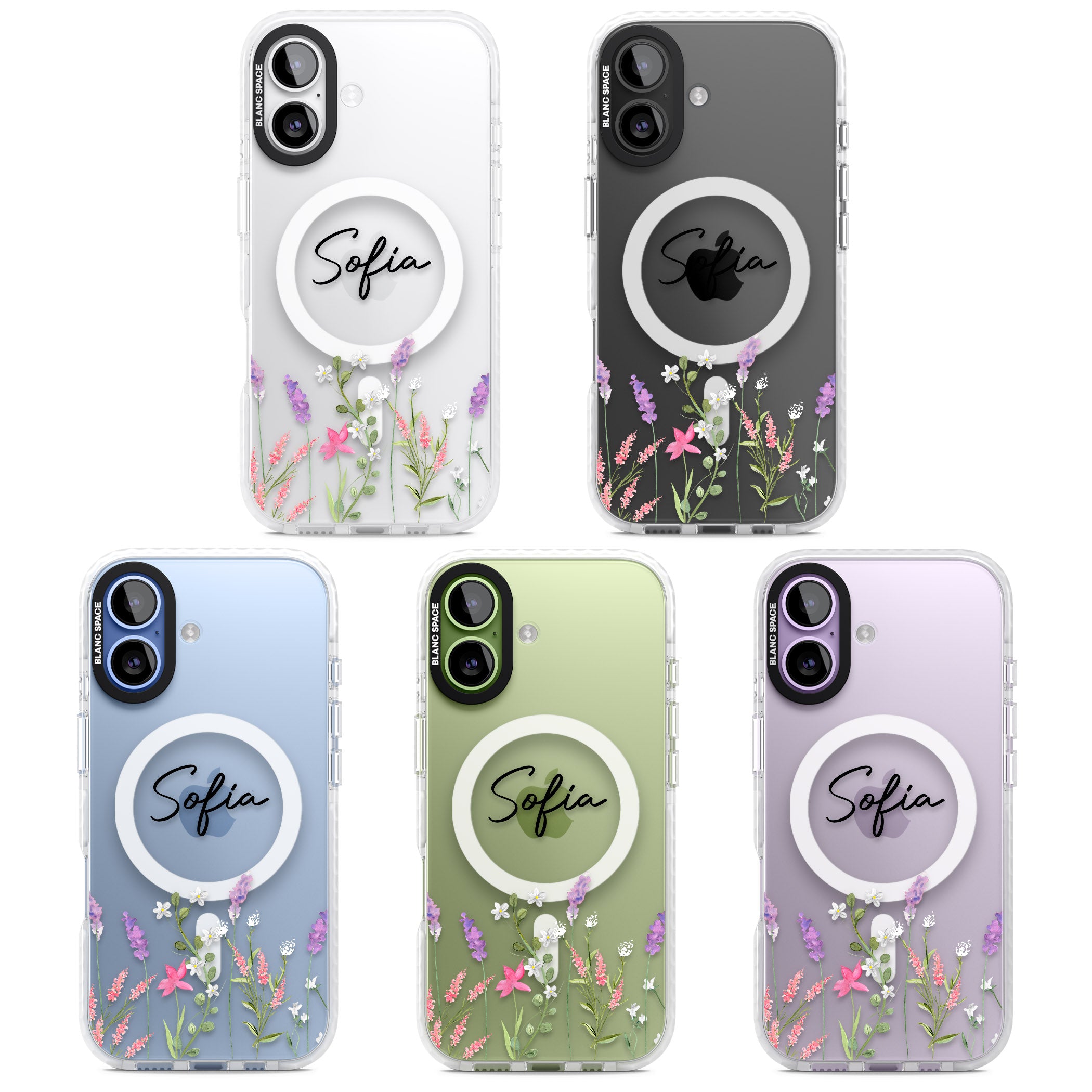 Personalised Lavender Wildflowers iPhone 17 Impact Pro Clear Phone Case APT Impact Protection