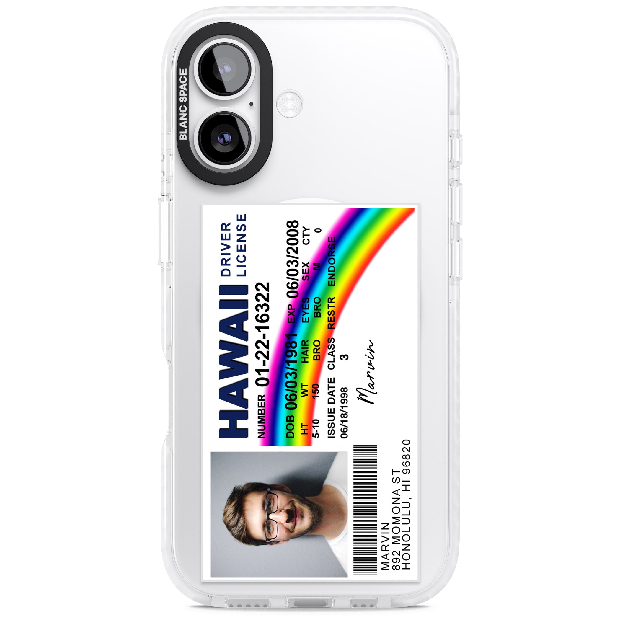 Personalised Hawaii Driving License iPhone 17 Impact Pro Clear Phone Case