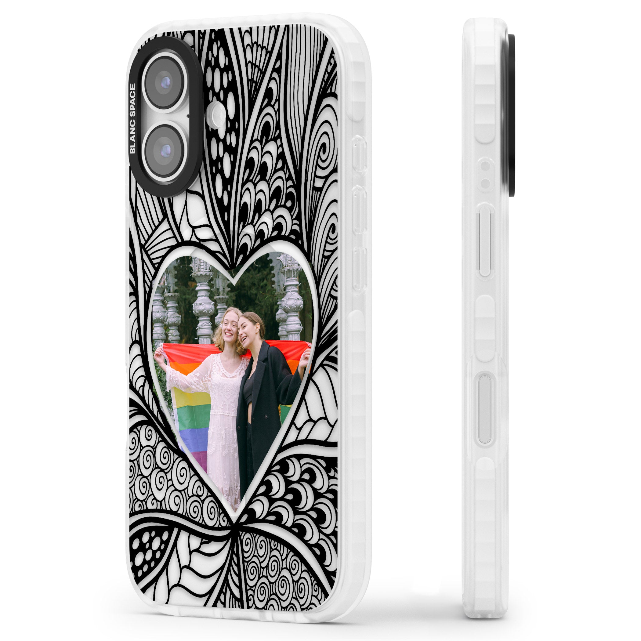 Personalised Henna Heart Photo Case iPhone 17 Impact Pro Clear Phone Case Side Profile