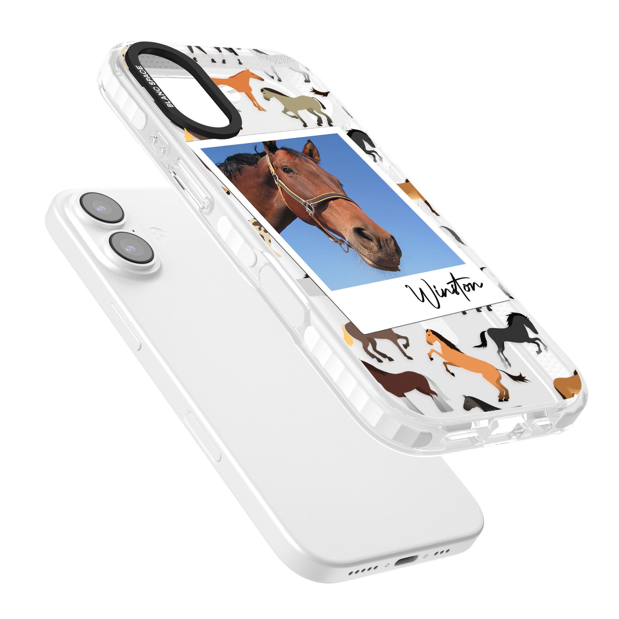 Personalised Horse Polaroid iPhone 17 Impact Pro Clear Phone Case Colours