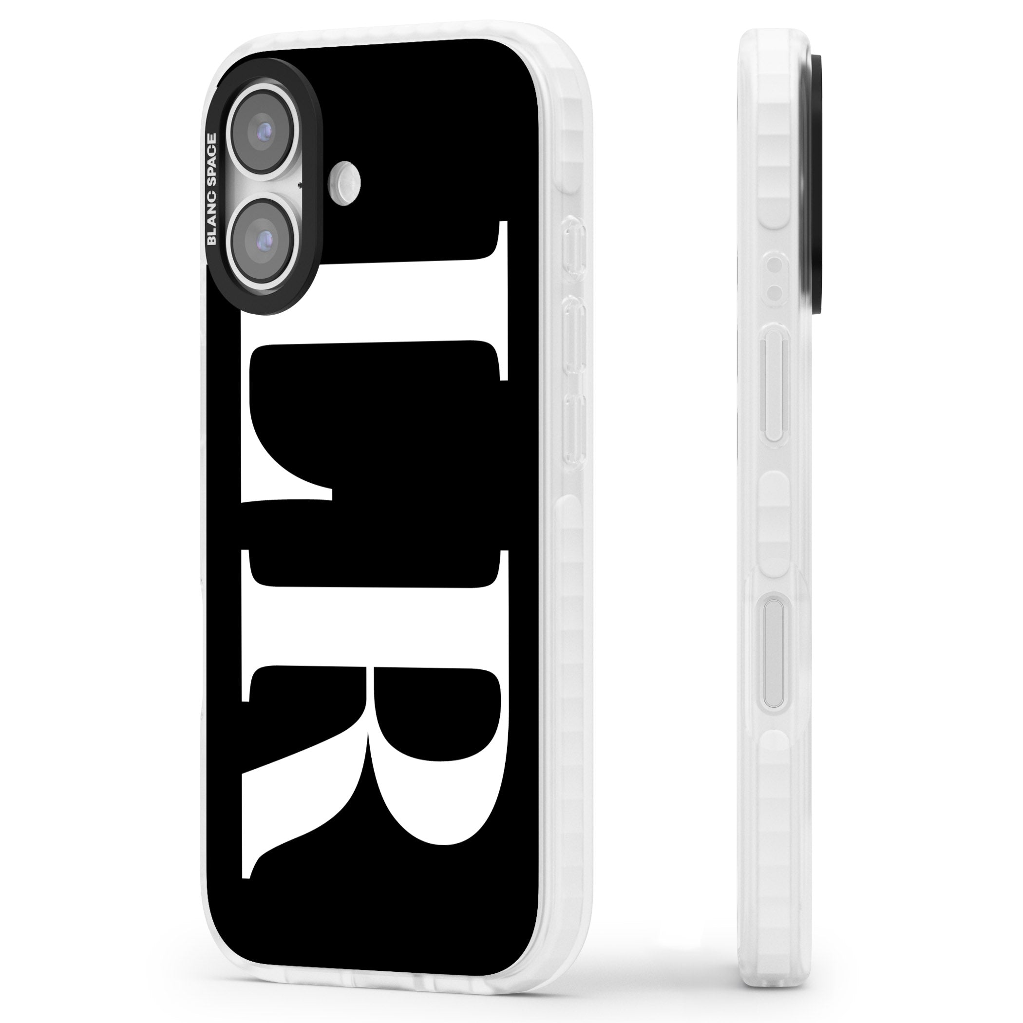 Personalised White & Black Letters iPhone 17 Impact Pro Clear Phone Case Side Profile