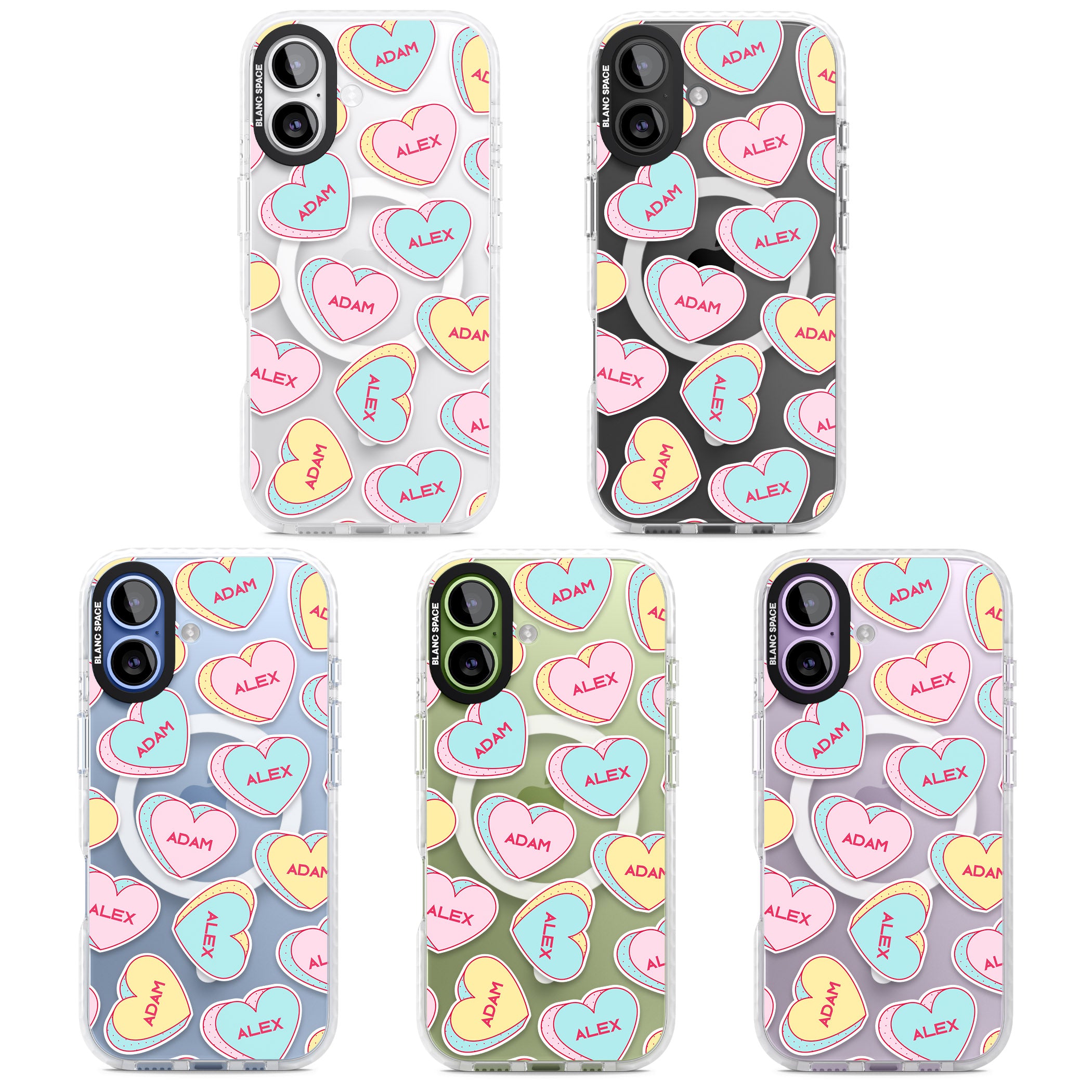 Personalised Love Hearts iPhone 17 Impact Pro Clear Phone Case APT Impact Protection