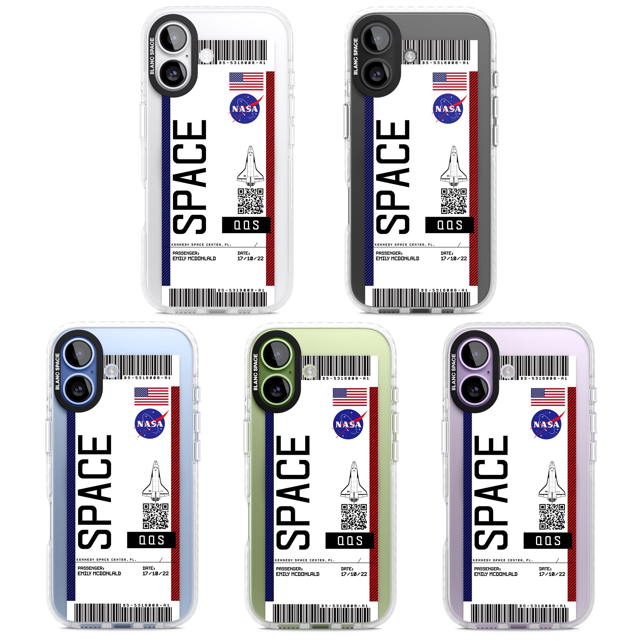 Personalised Nasa Boarding Pass (Light) iPhone 17 Impact Pro Clear Phone Case APT Impact Protection