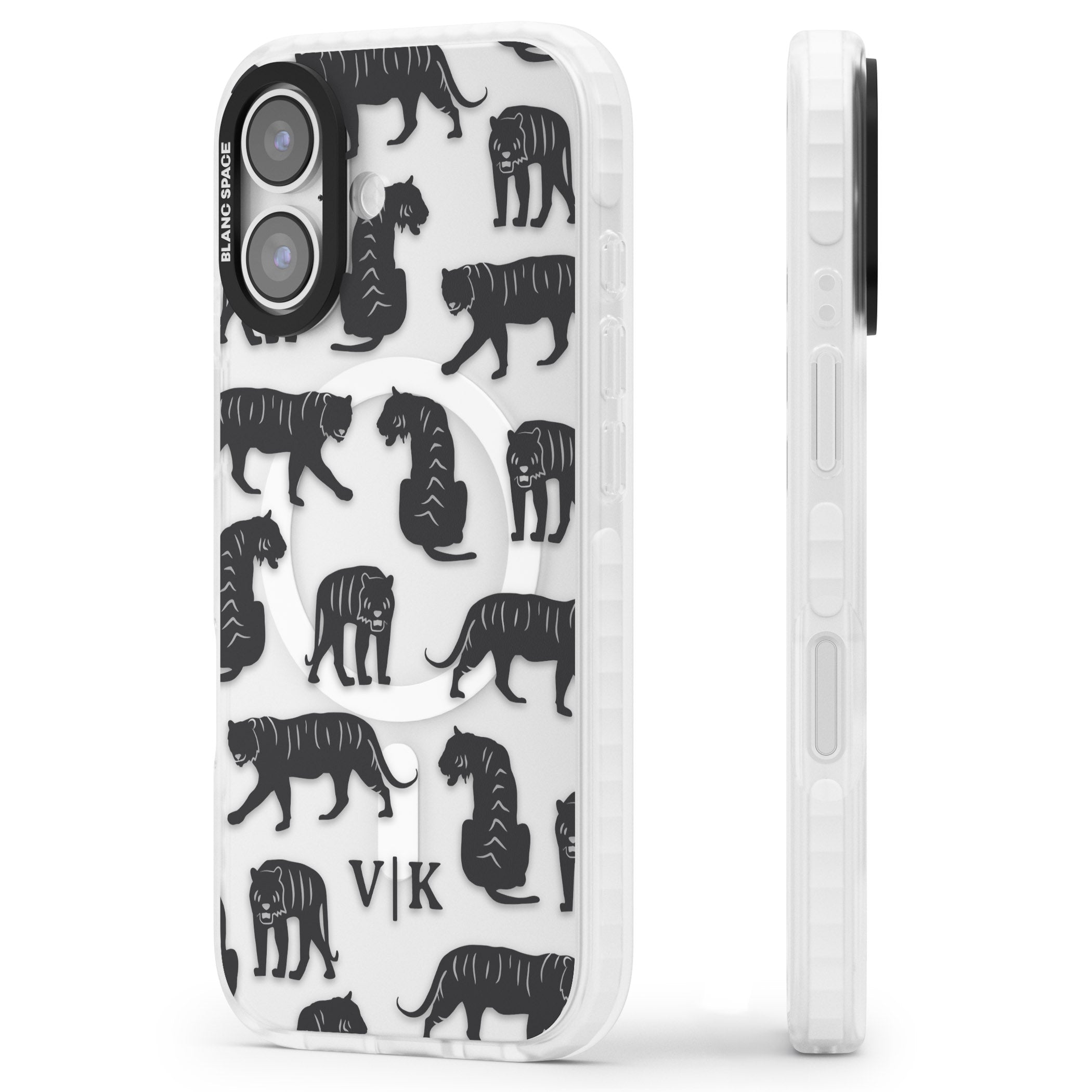 Personalised Tiger Silhouettes iPhone 17 Impact Pro Clear Phone Case Side Profile
