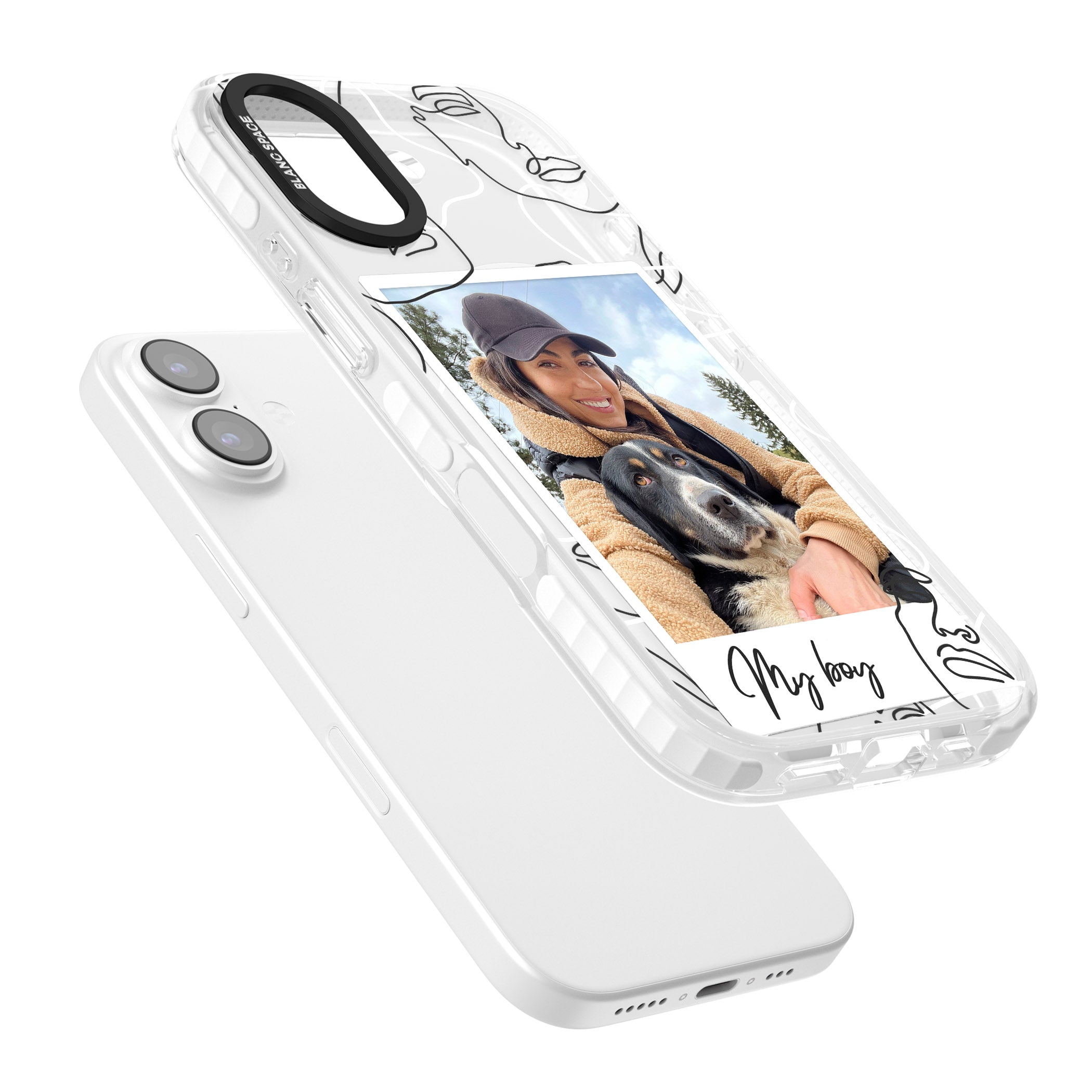 Personalised Abstract Faces Instant Photo iPhone 17 Impact Pro Clear Phone Case Colours