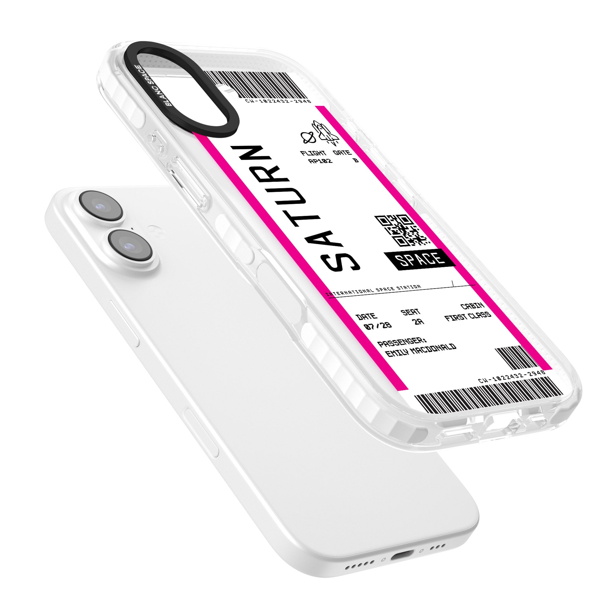 Personalised Saturn Travel Ticket iPhone 17 Impact Pro Clear Phone Case Colours
