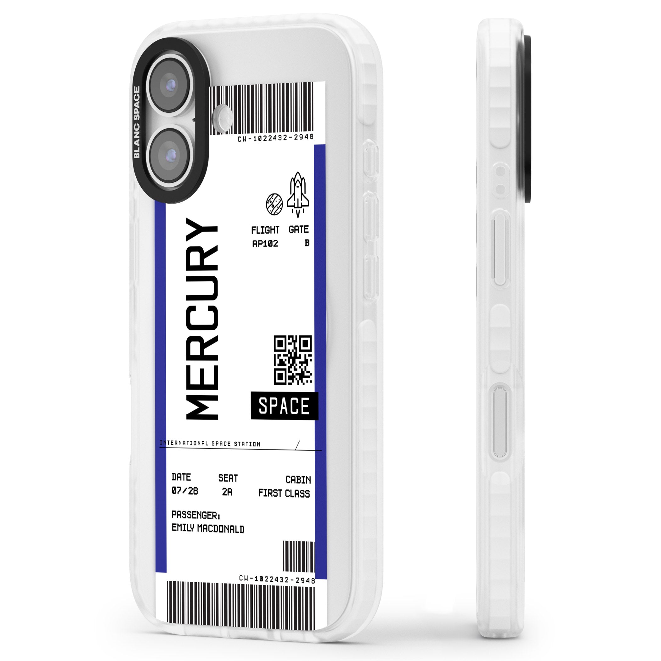 Personalised Mercury Travel Ticket iPhone 17 Impact Pro Clear Phone Case Side Profile