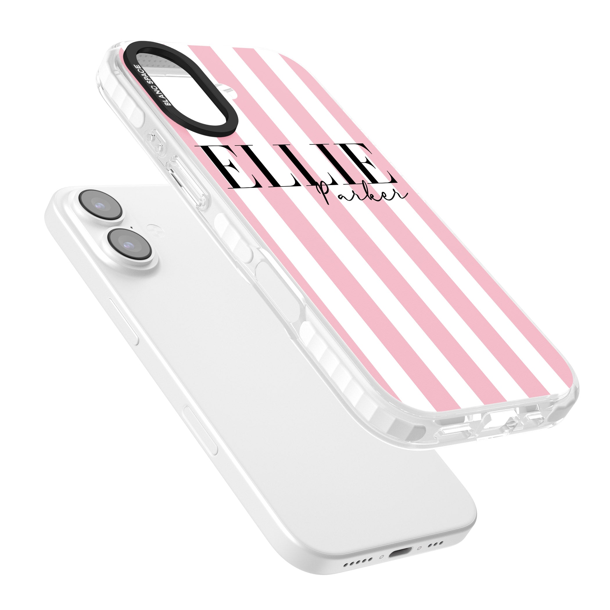 Personalised Pink Stripes iPhone 17 Impact Pro Clear Phone Case Colours