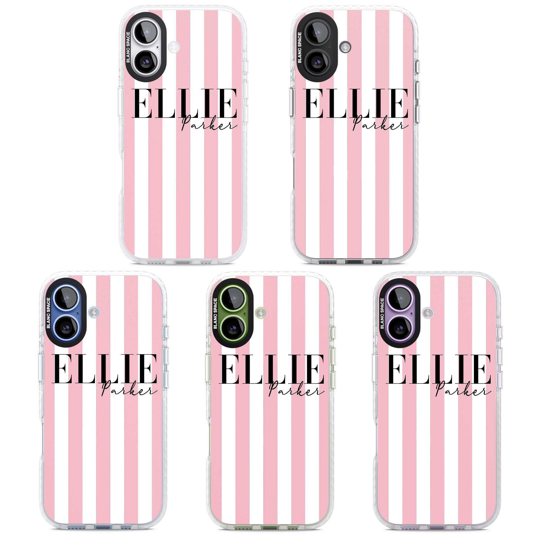 Personalised Pink Stripes iPhone 17 Impact Pro Clear Phone Case APT Impact Protection
