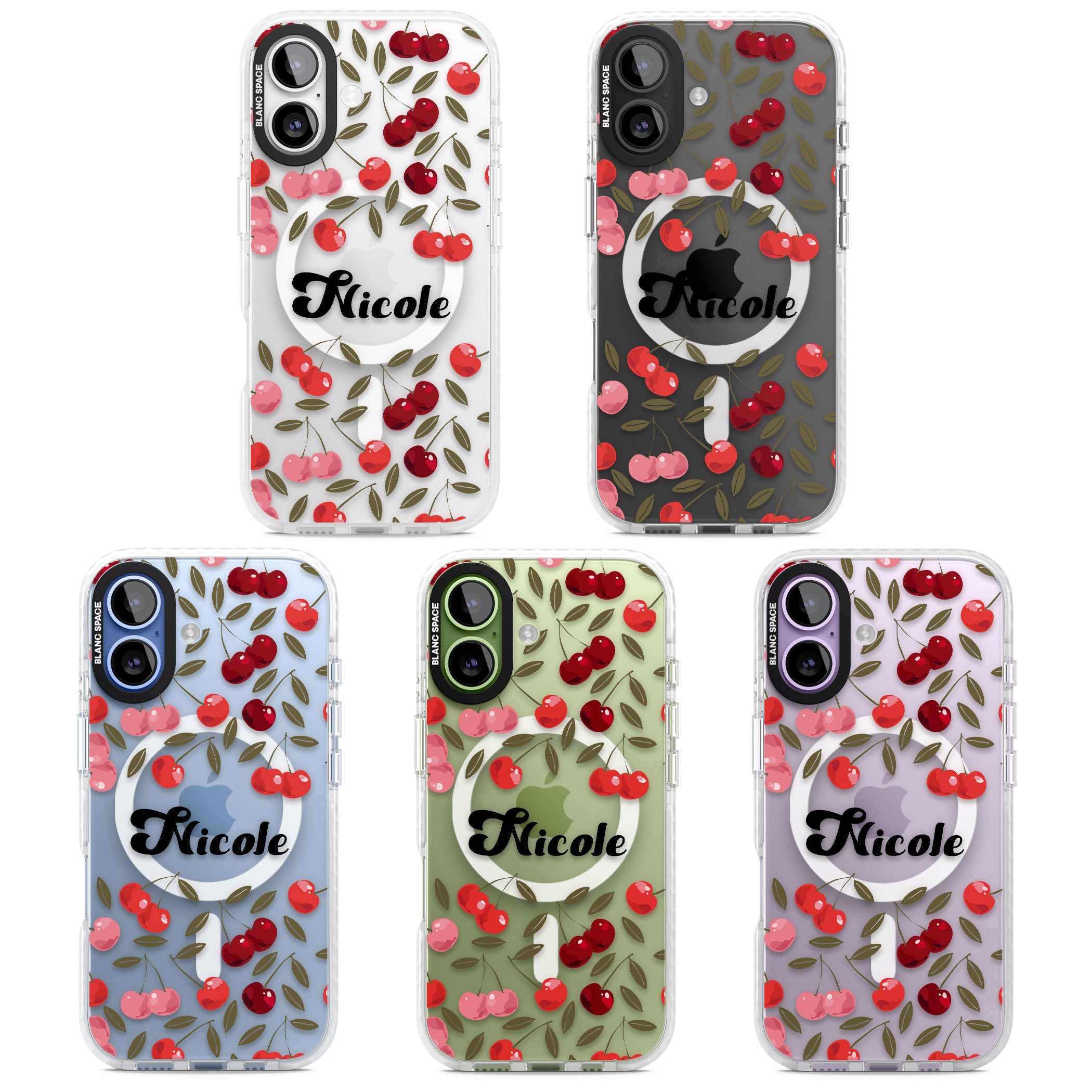 Personalised Cherry Pattern iPhone 17 Impact Pro Clear Phone Case APT Impact Protection