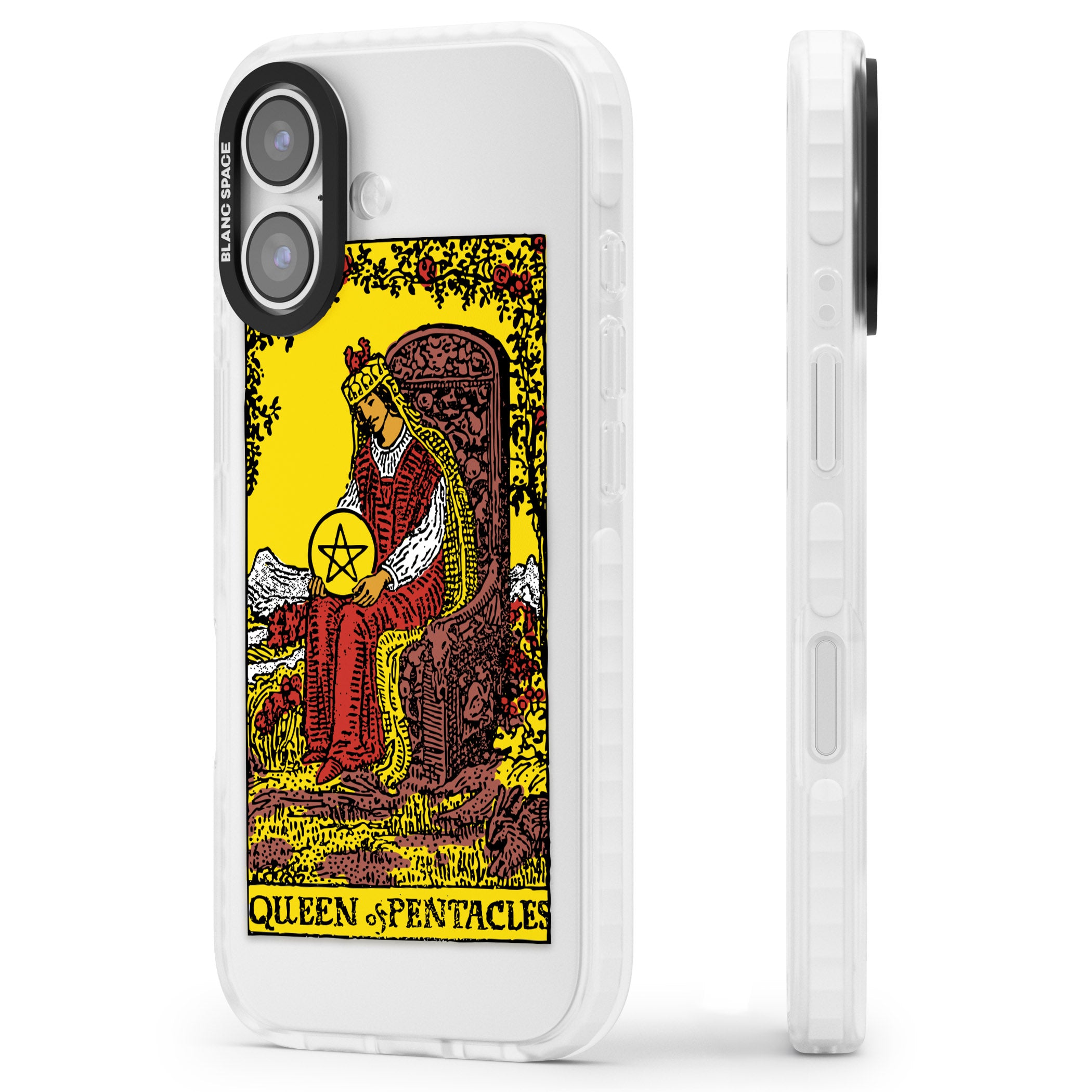 Personalised Queen Of Pentacles Tarot Card (Color) iPhone 17 Impact Pro Clear Phone Case Side Profile