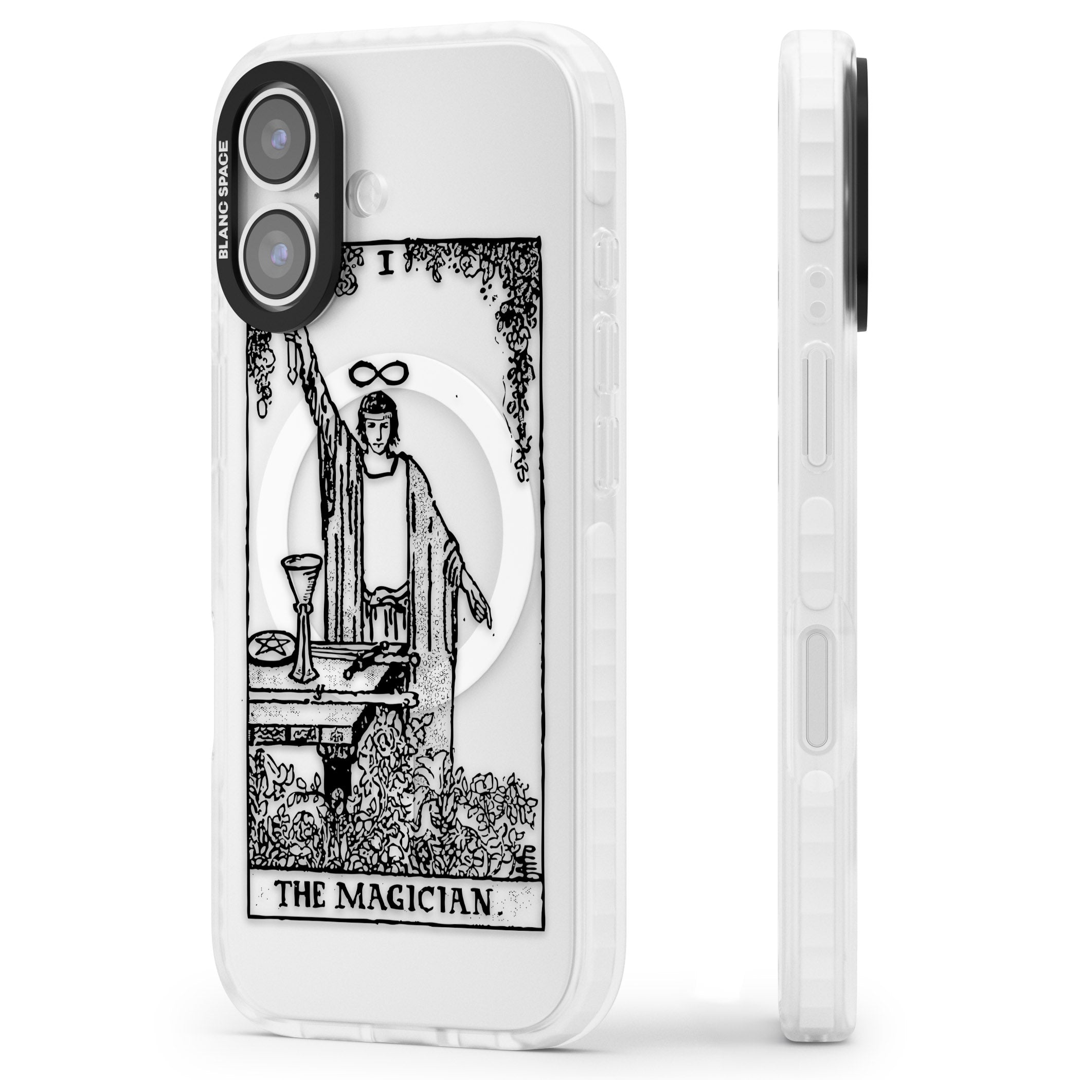 Personalised The Magician Tarot Transparent iPhone 17 Impact Pro Clear Phone Case Side Profile