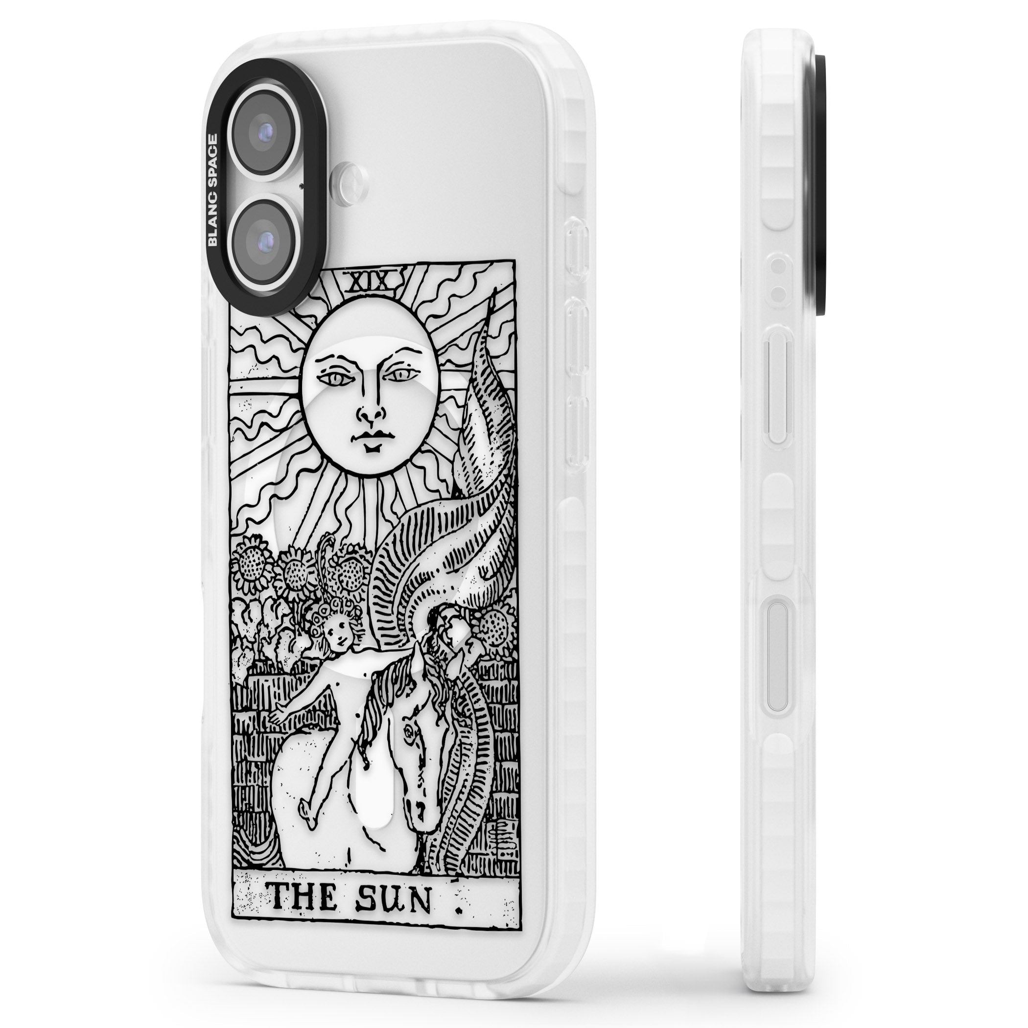 Personalised The Sun Tarot Card (Clear) iPhone 17 Impact Pro Clear Phone Case Side Profile