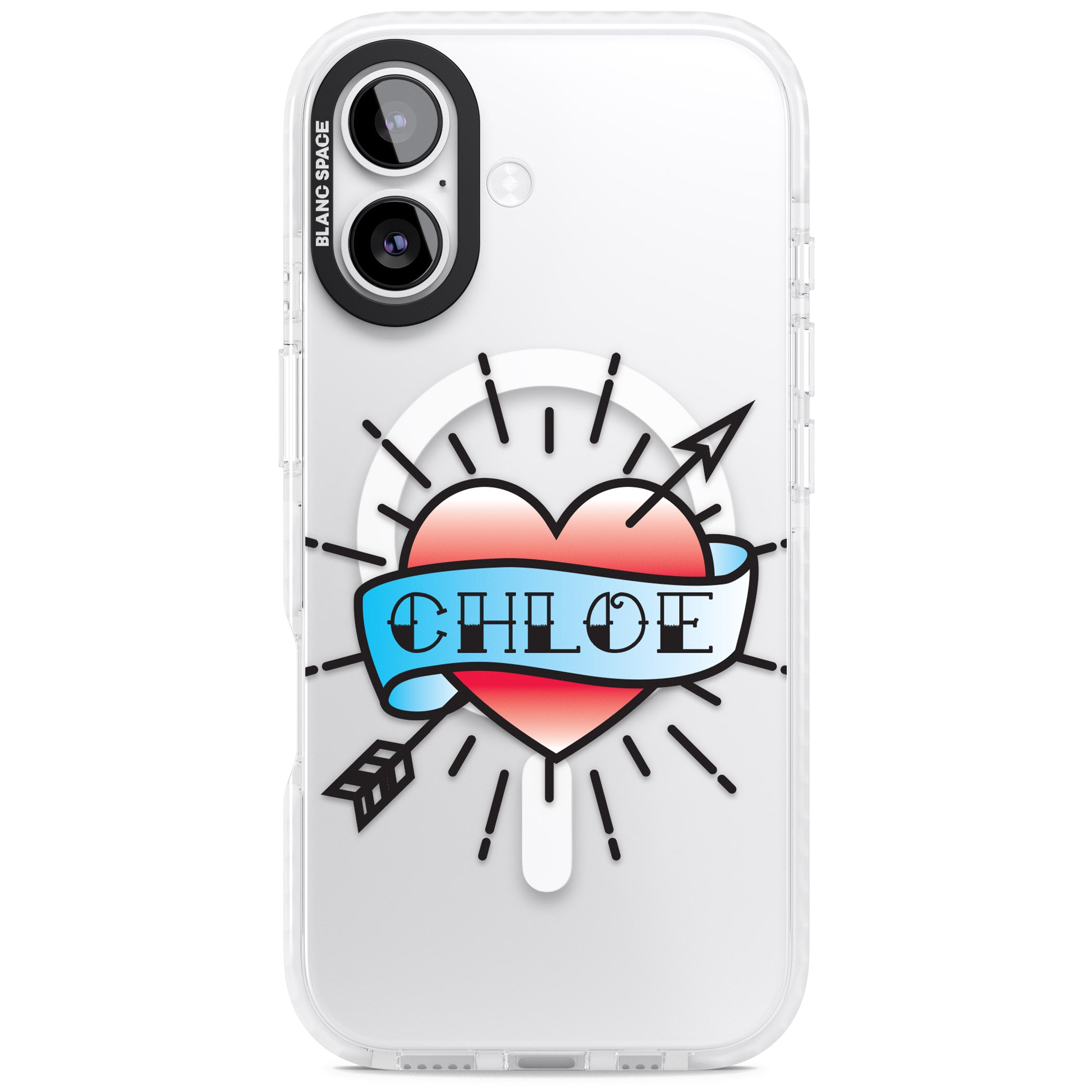 Personalised Heart Tattoo iPhone 17 Impact Pro Clear Phone Case