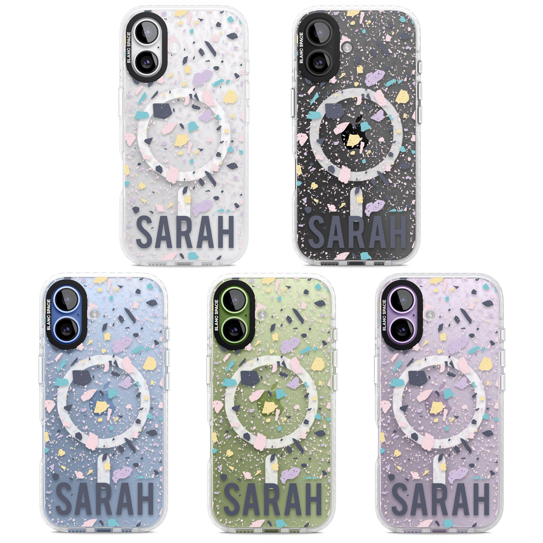 Personalised Pastel Terrazzo iPhone 17 Impact Pro Clear Phone Case APT Impact Protection