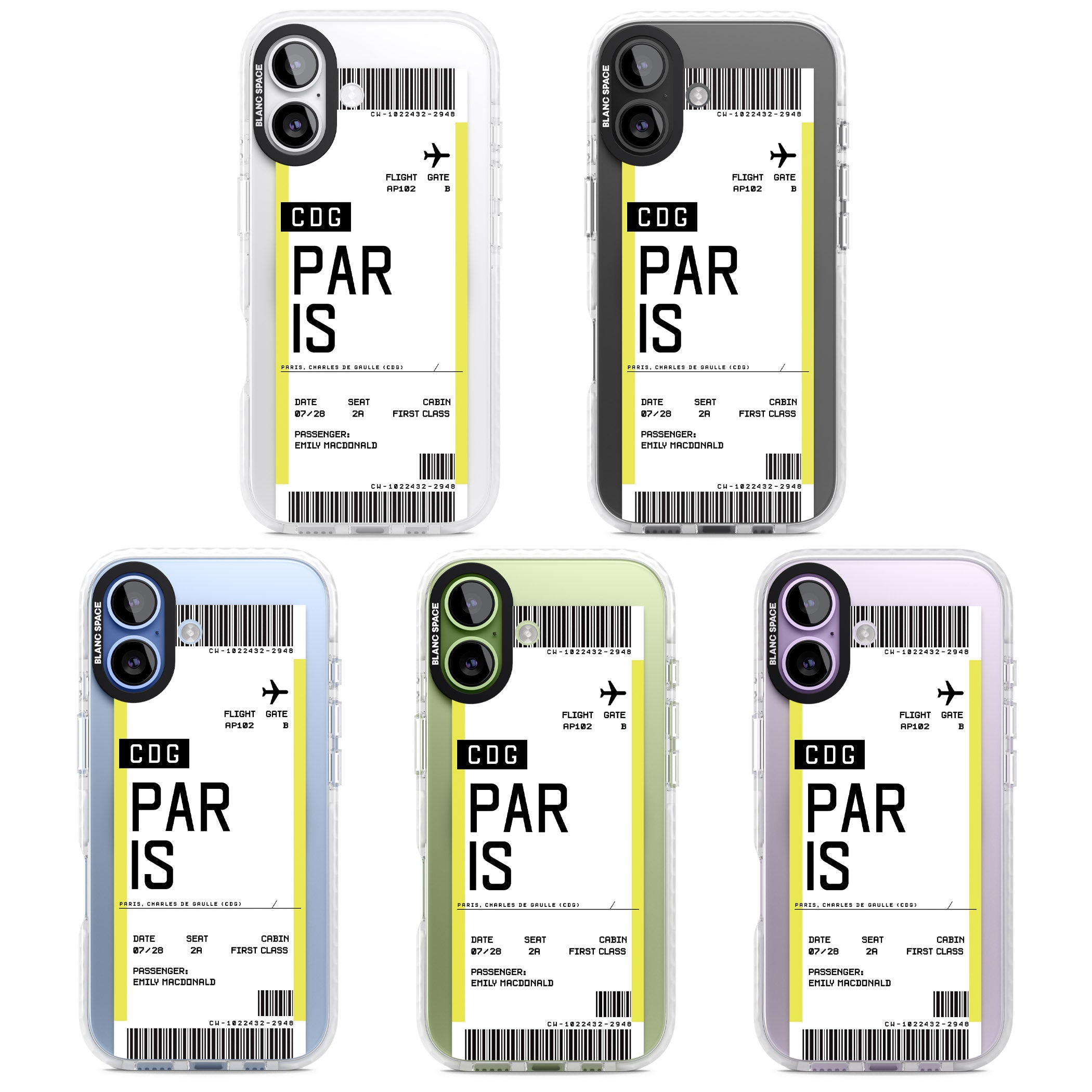 Personalised Paris Boarding Pass iPhone 17 Impact Pro Clear Phone Case APT Impact Protection