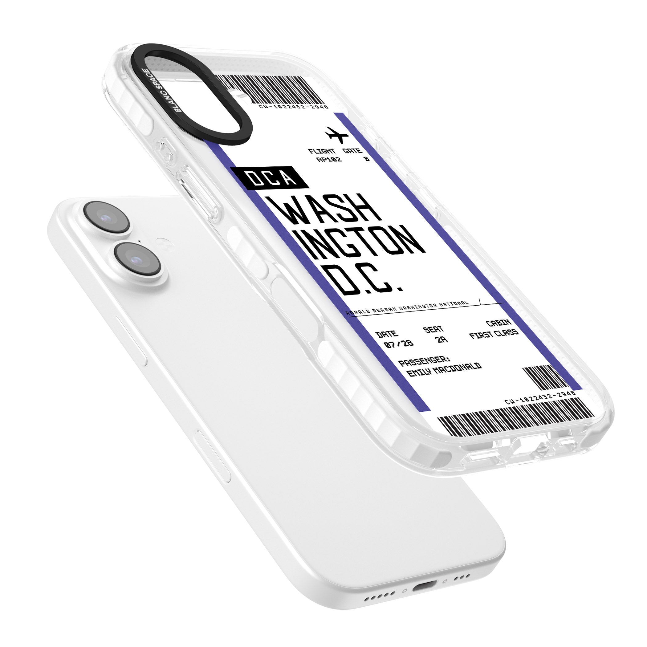 Personalised Washington D.C. Boarding Pass iPhone 17 Impact Pro Clear Phone Case Colours