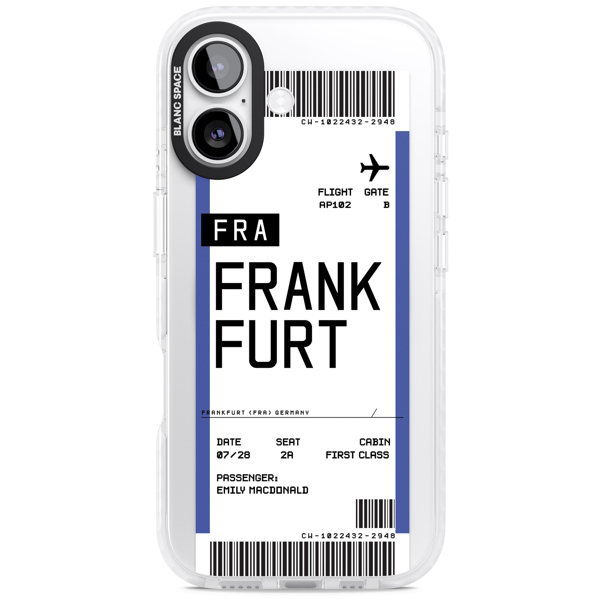 Personalised Frankfurt Boarding Pass iPhone 17 Impact Pro Clear Phone Case